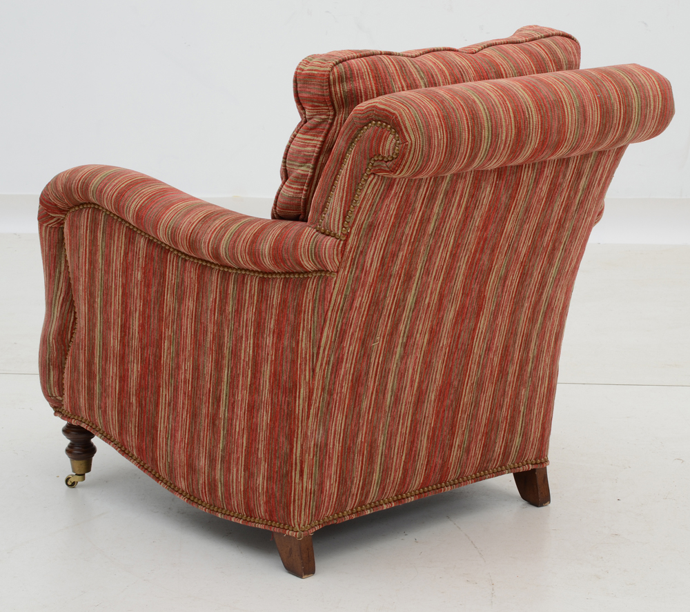 Red Strié Upholstered Lounge Chair and Ottoman