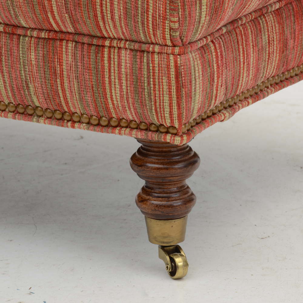 Red Strié Upholstered Lounge Chair and Ottoman