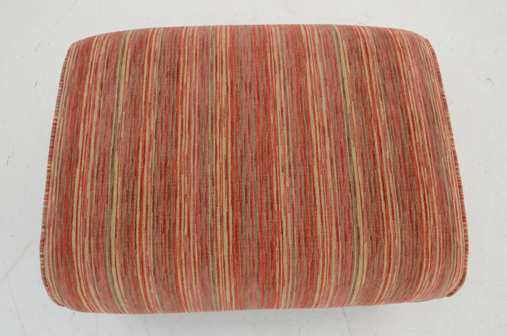 Red Strié Upholstered Lounge Chair and Ottoman