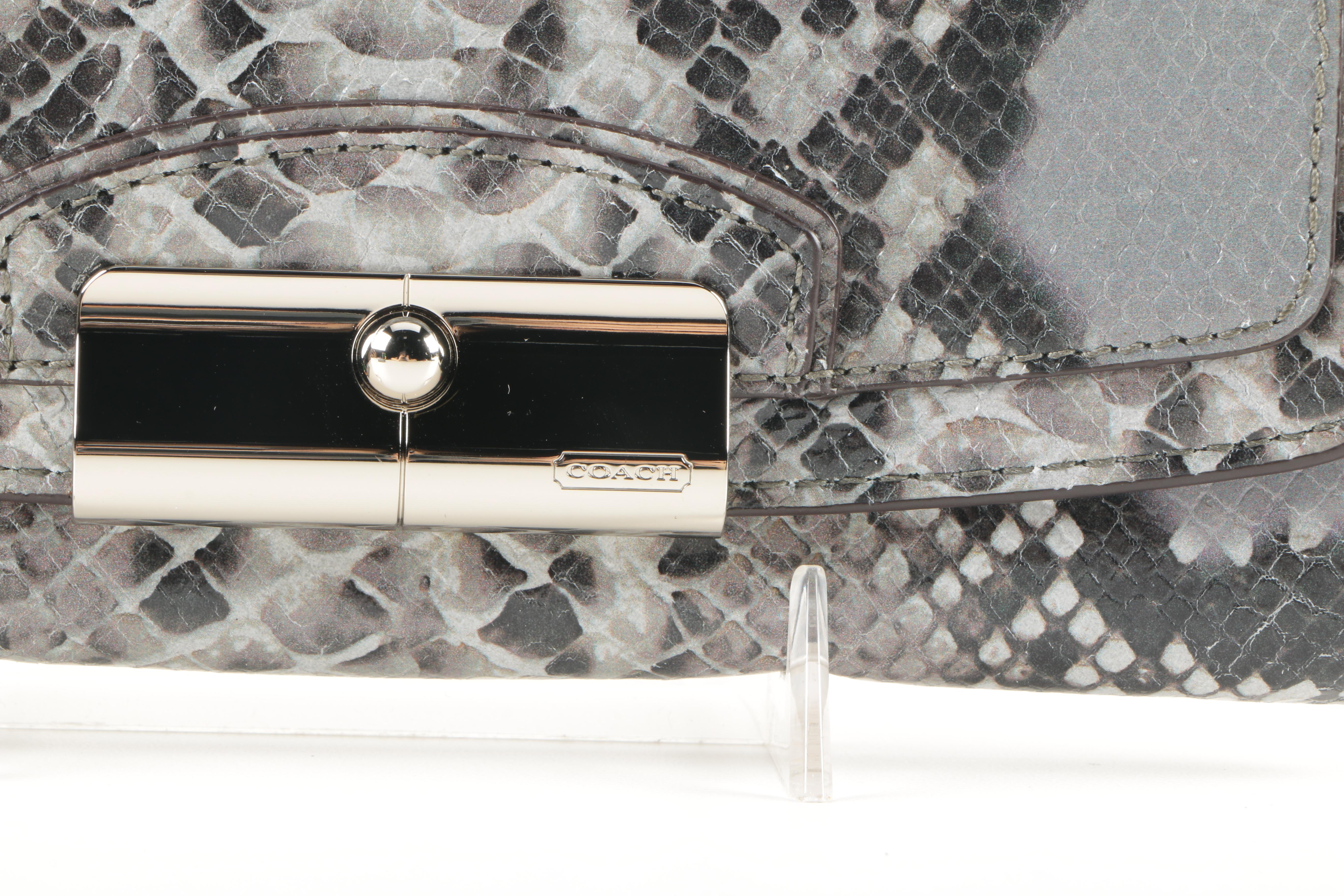 Coach Python Embossed Leather "Kristin" Wallet and Zip Wallet
