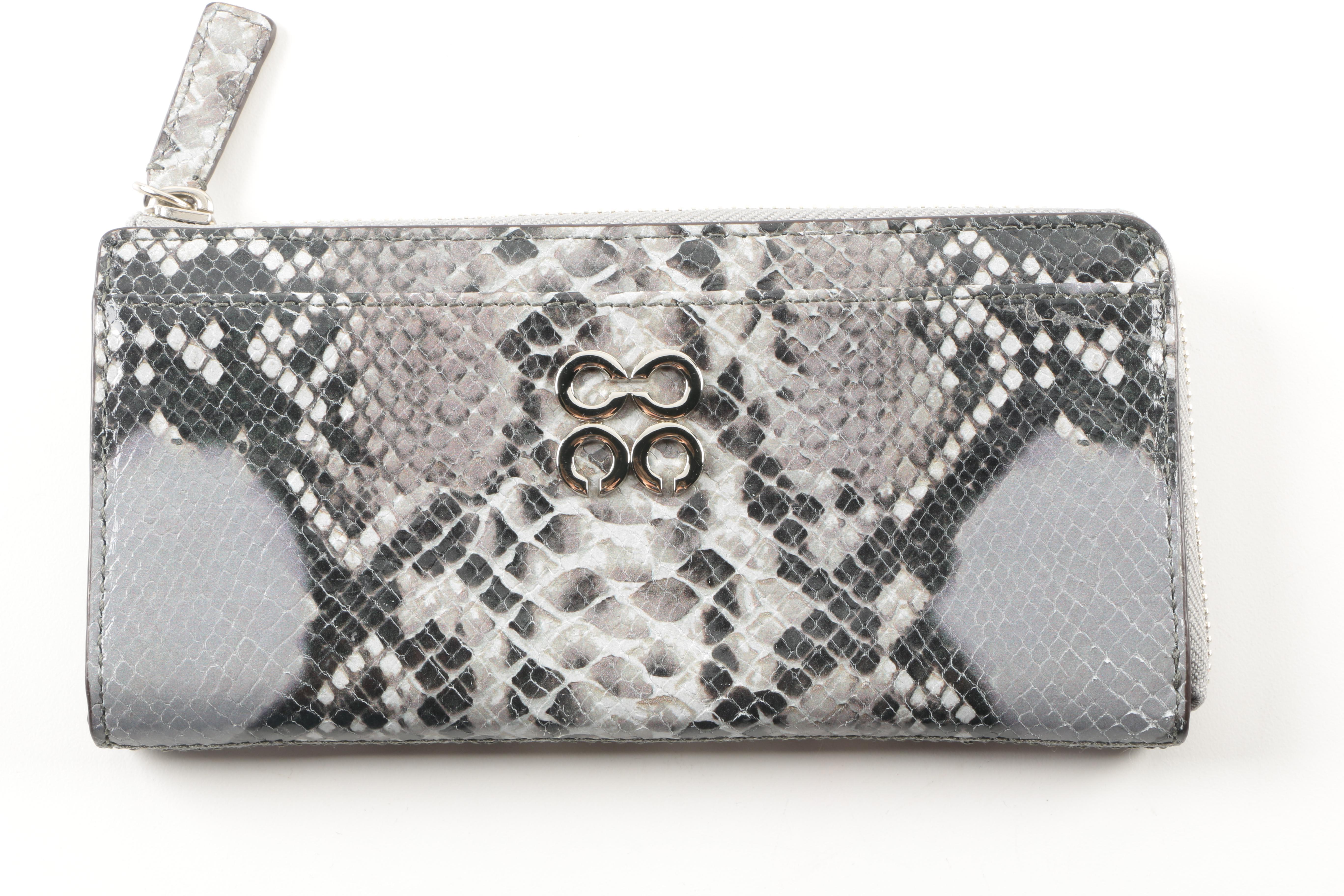 Coach Python Embossed Leather "Kristin" Wallet and Zip Wallet