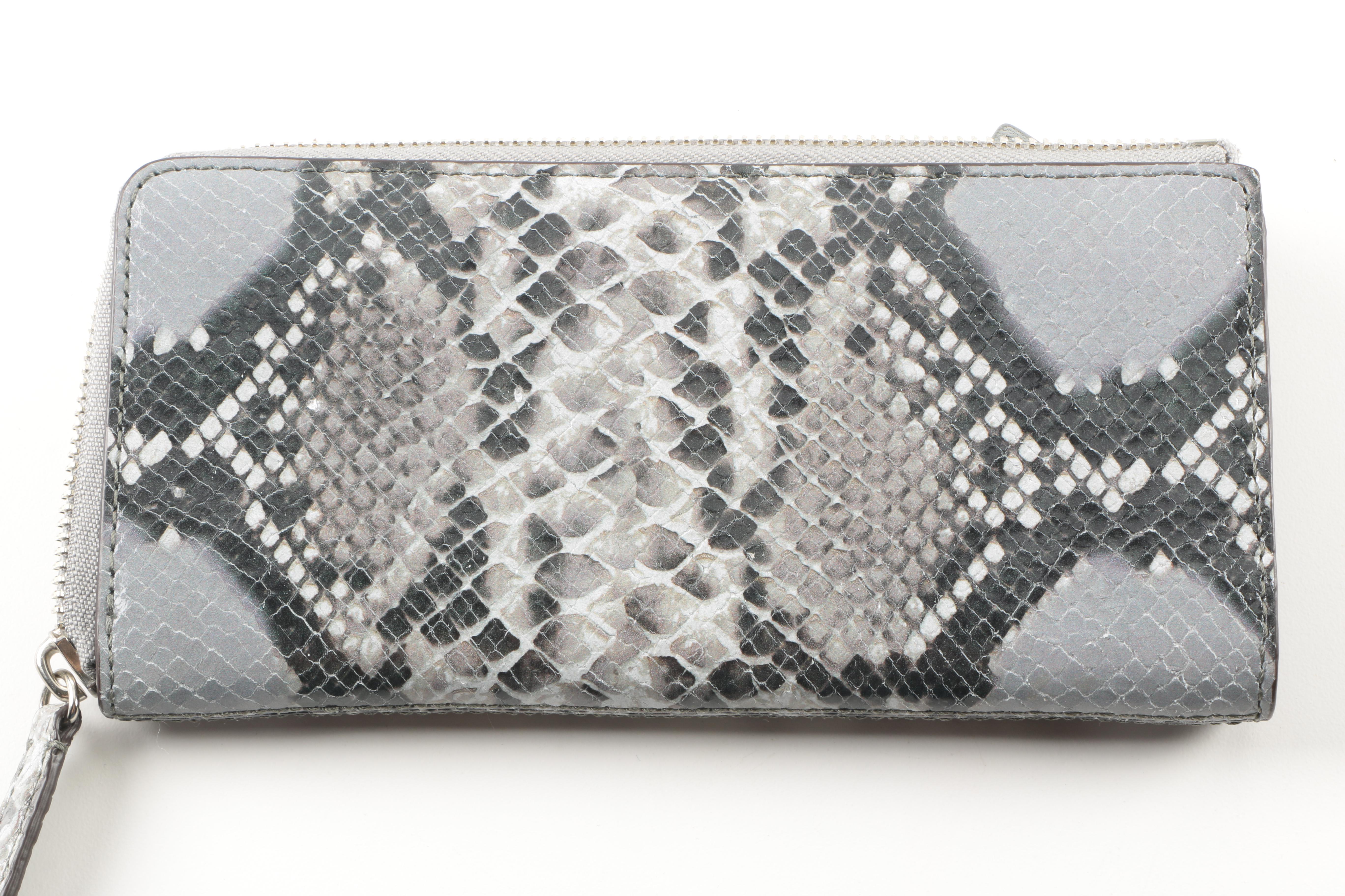 Coach Python Embossed Leather "Kristin" Wallet and Zip Wallet