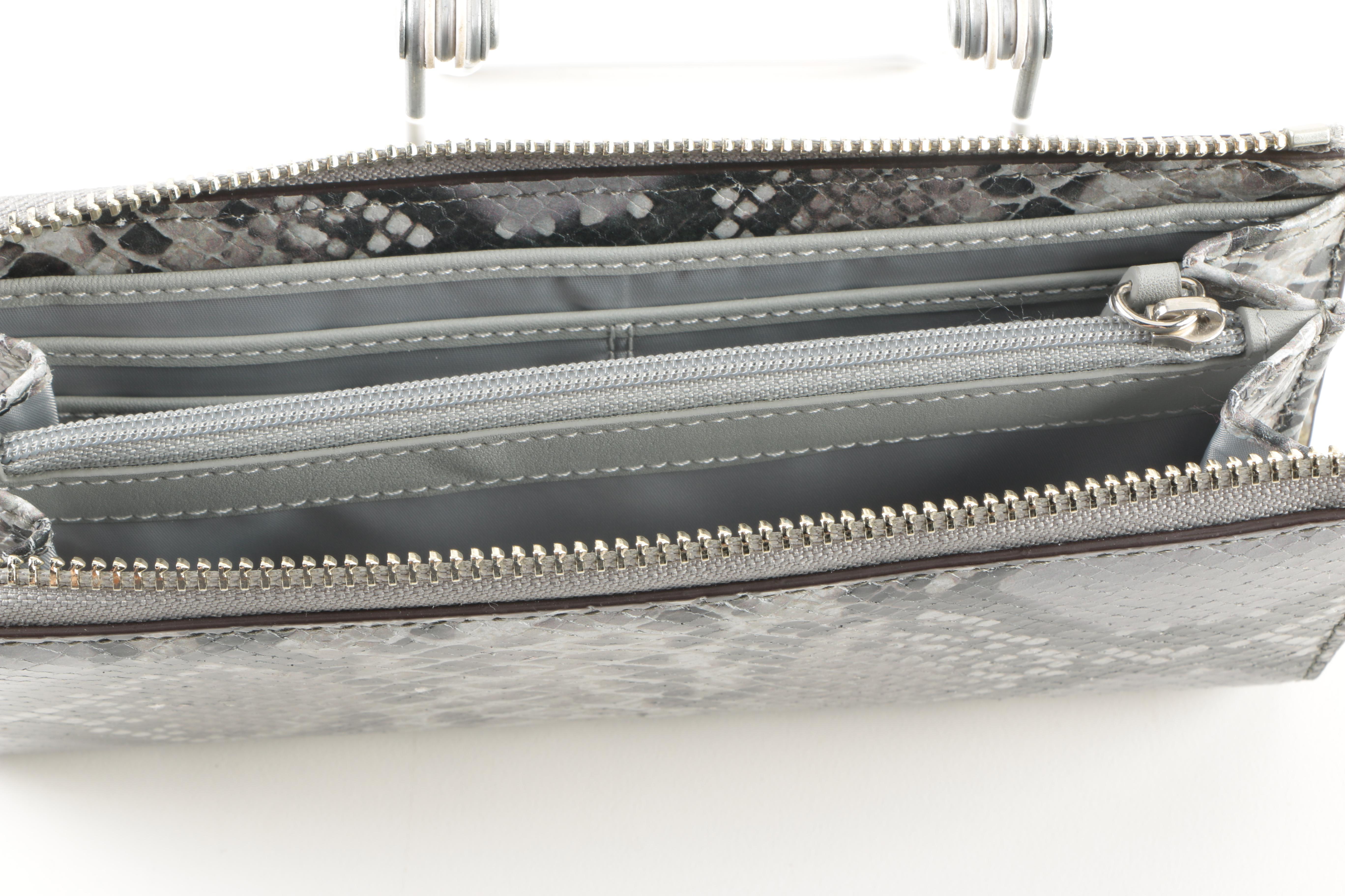 Coach Python Embossed Leather "Kristin" Wallet and Zip Wallet