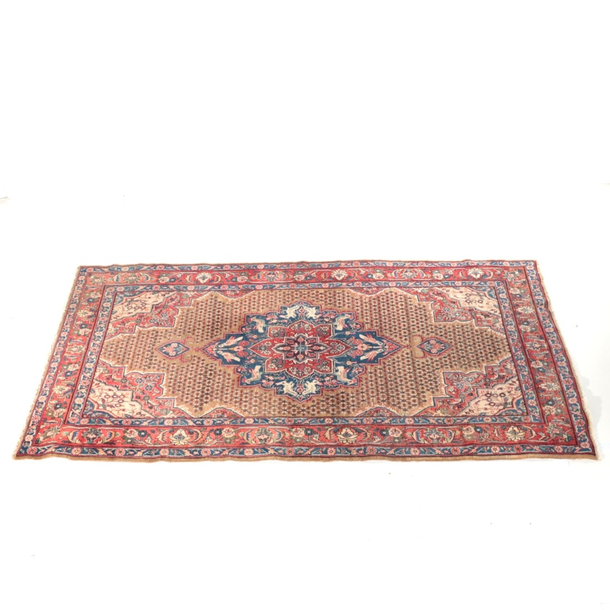 Hand-Knotted Persian Bijar Pictorial Area Rug