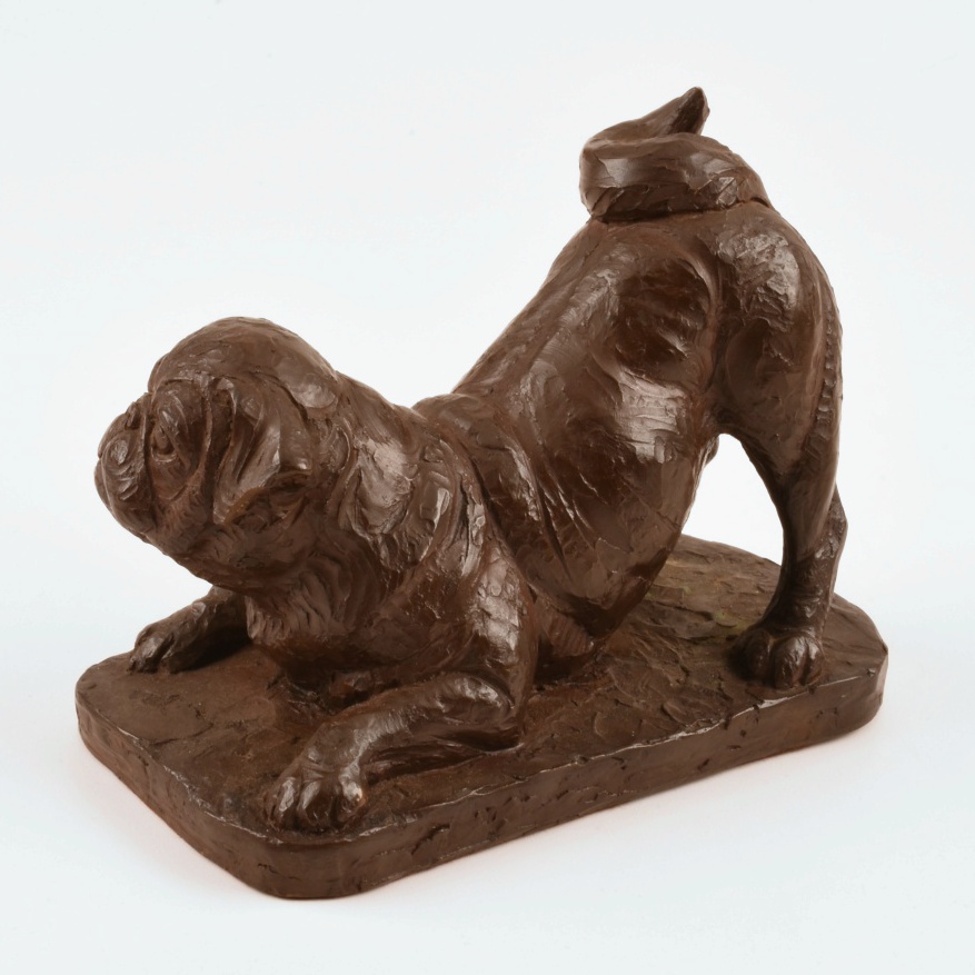 Doris Lindner Signed Pug Bookend