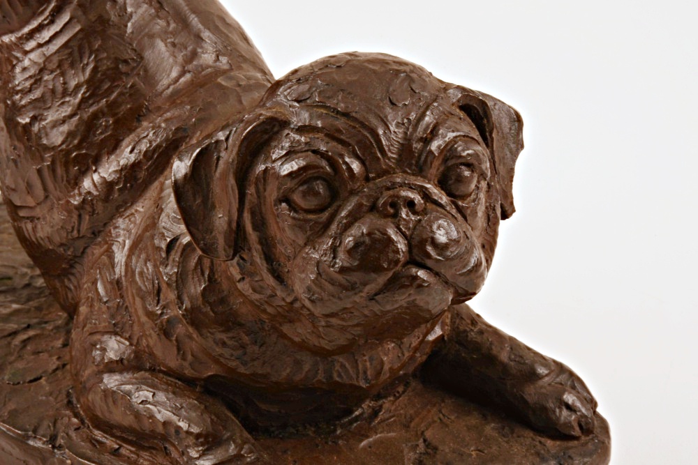 Doris Lindner Signed Pug Bookend