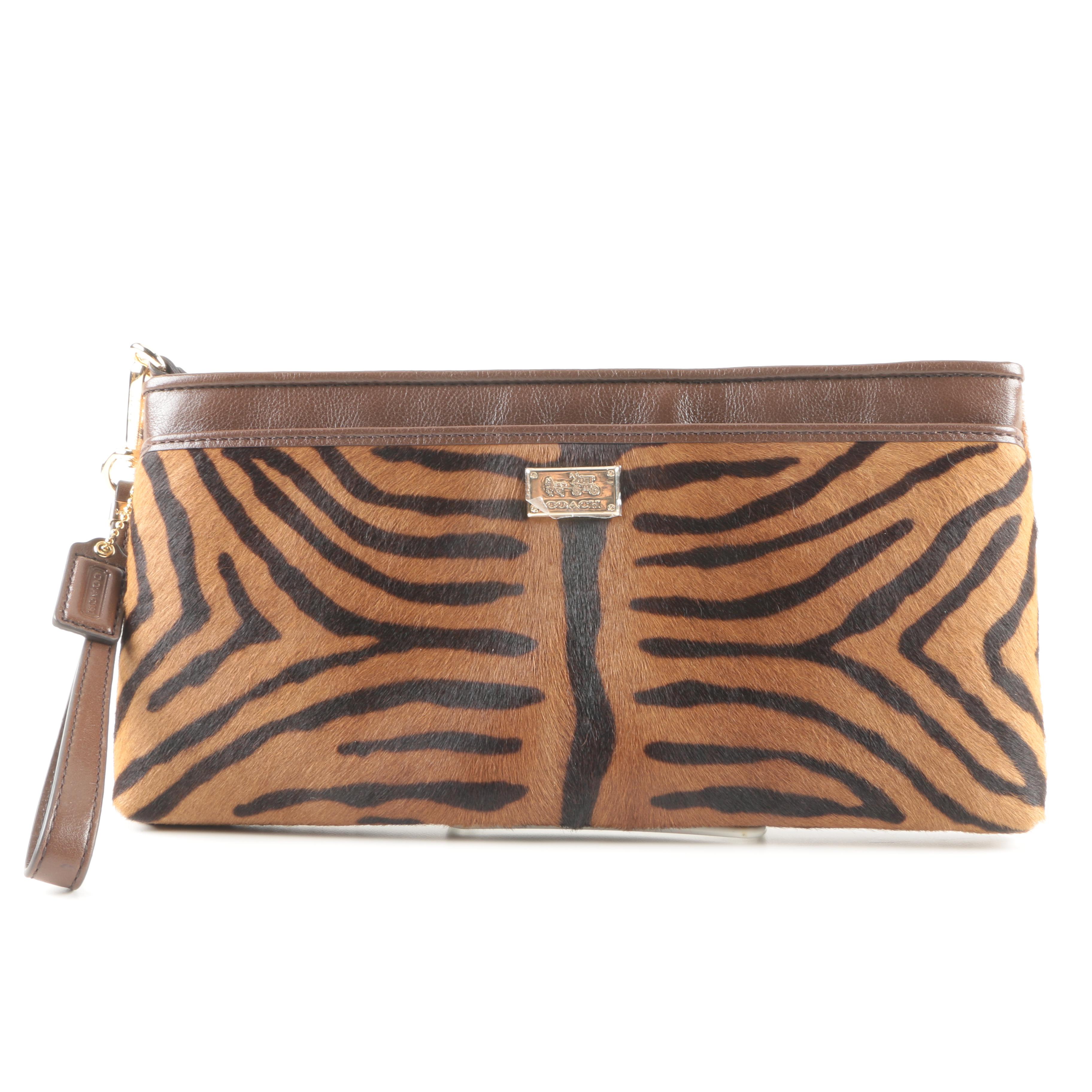 Coach "Madison" Flat Clutch in Mixed Haircalf Leather