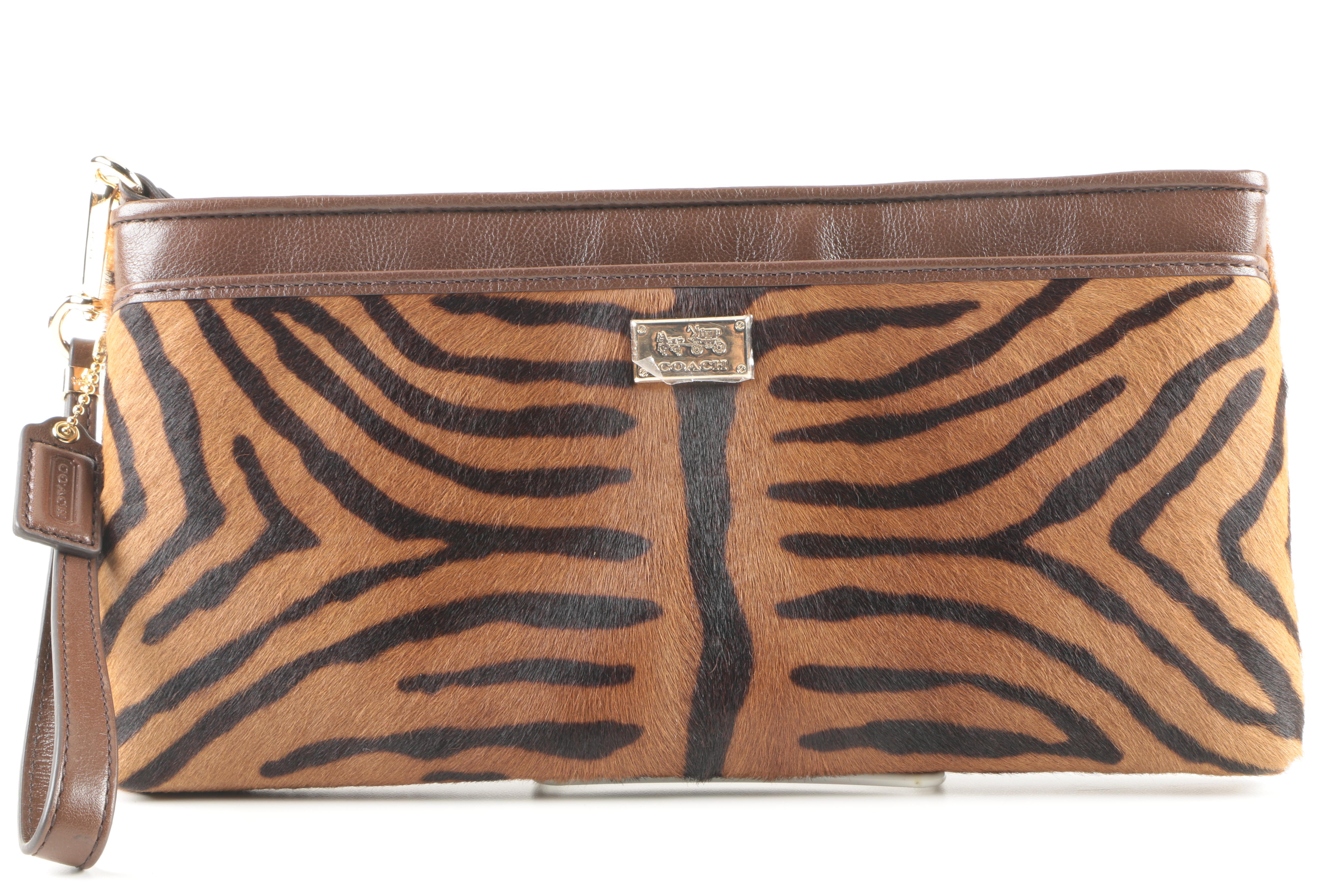 Coach "Madison" Flat Clutch in Mixed Haircalf Leather