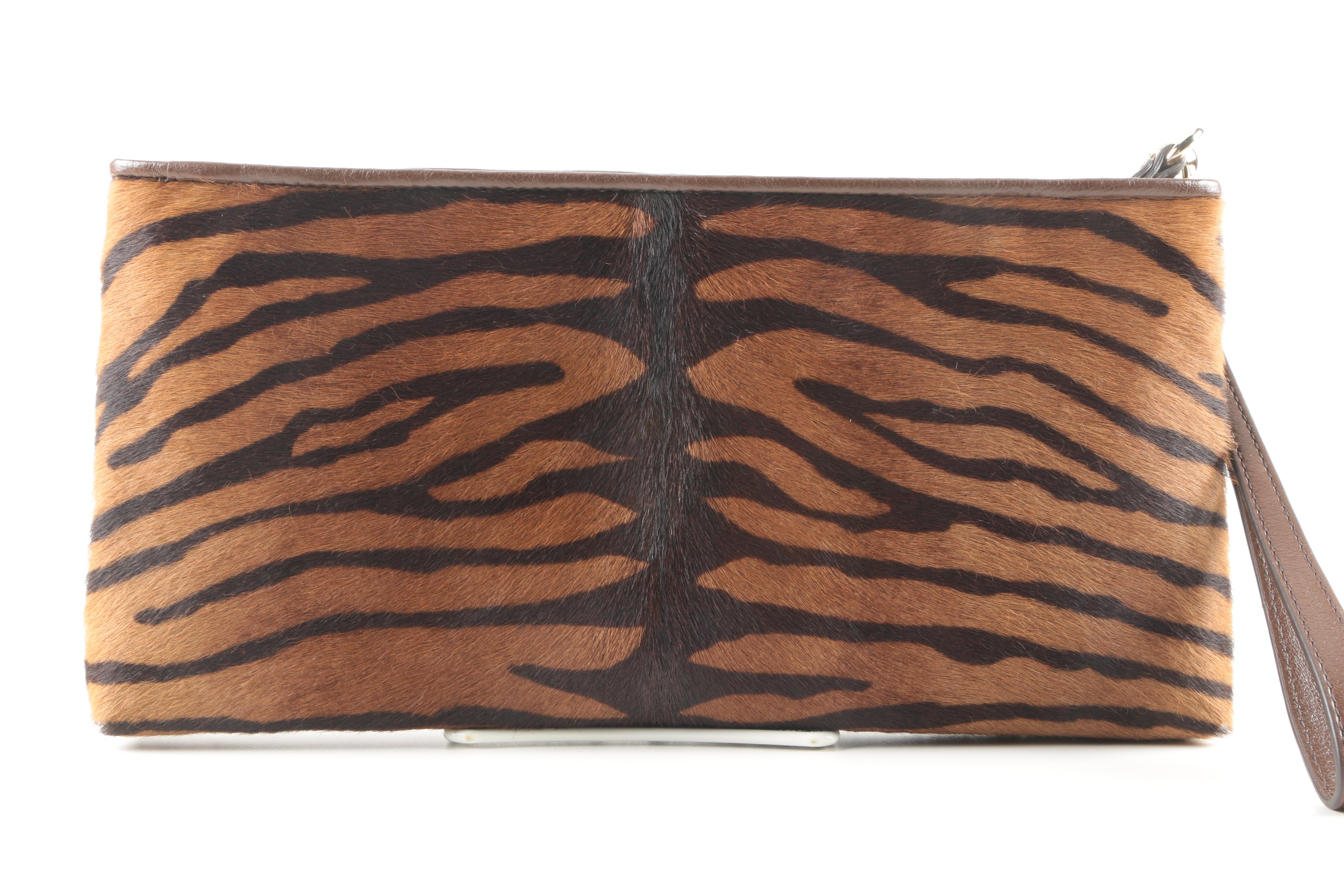 Coach "Madison" Flat Clutch in Mixed Haircalf Leather