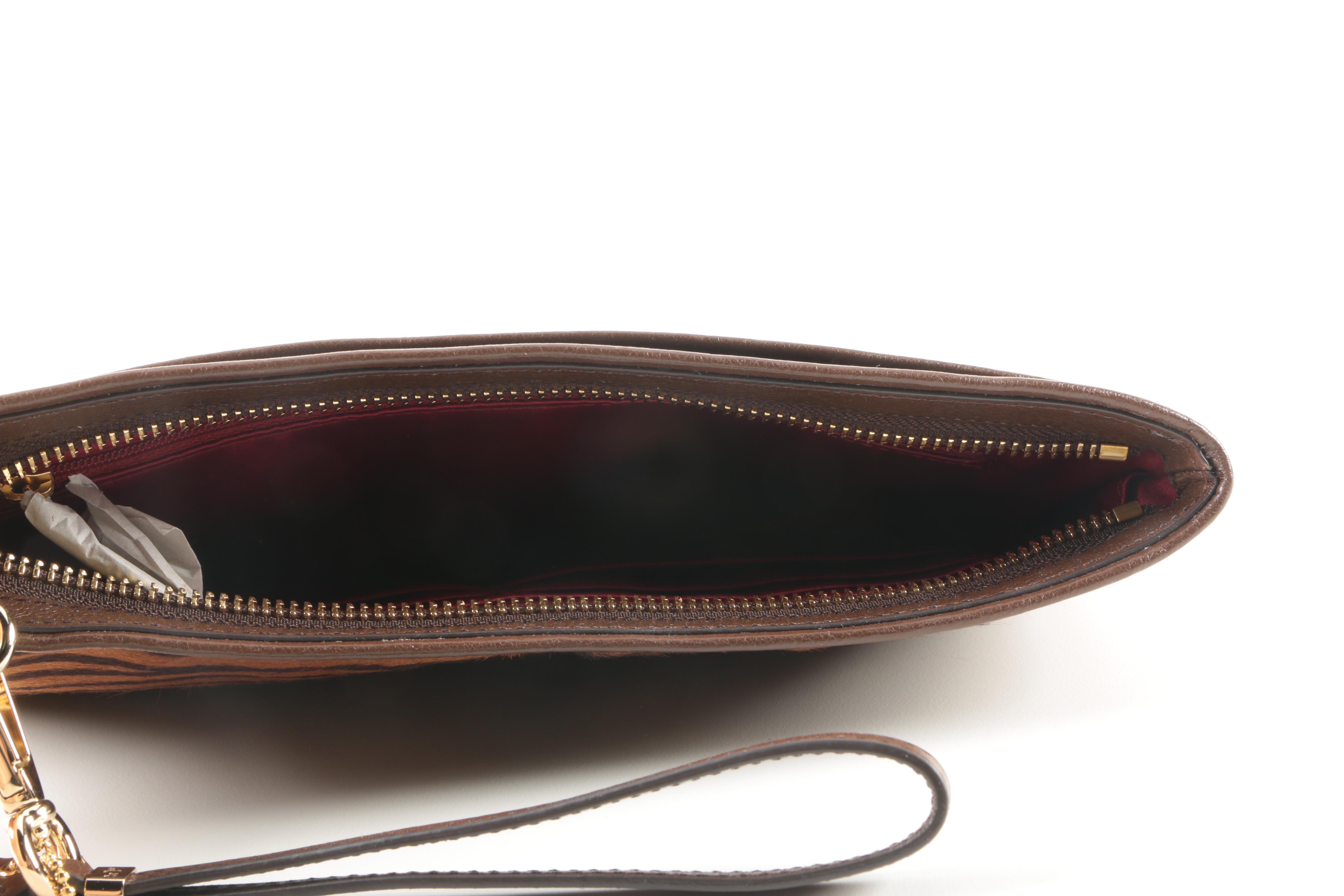 Coach "Madison" Flat Clutch in Mixed Haircalf Leather