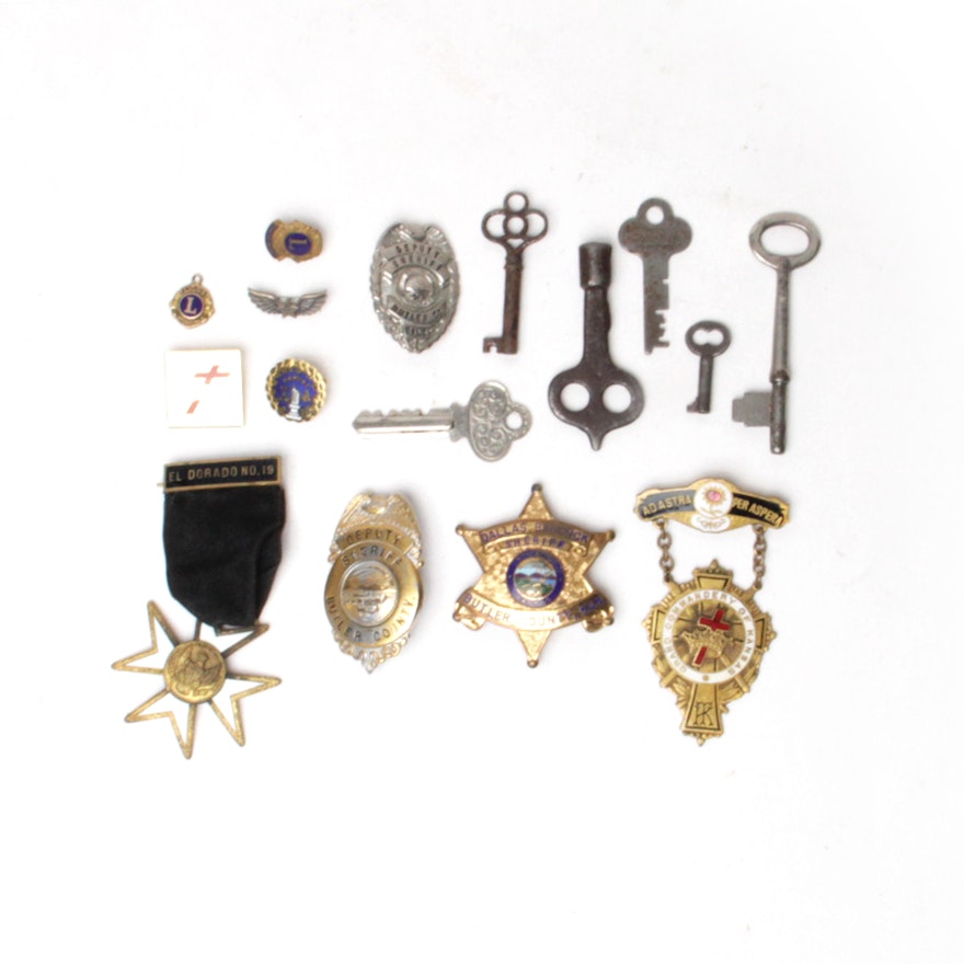 Vintage Keys and Badges