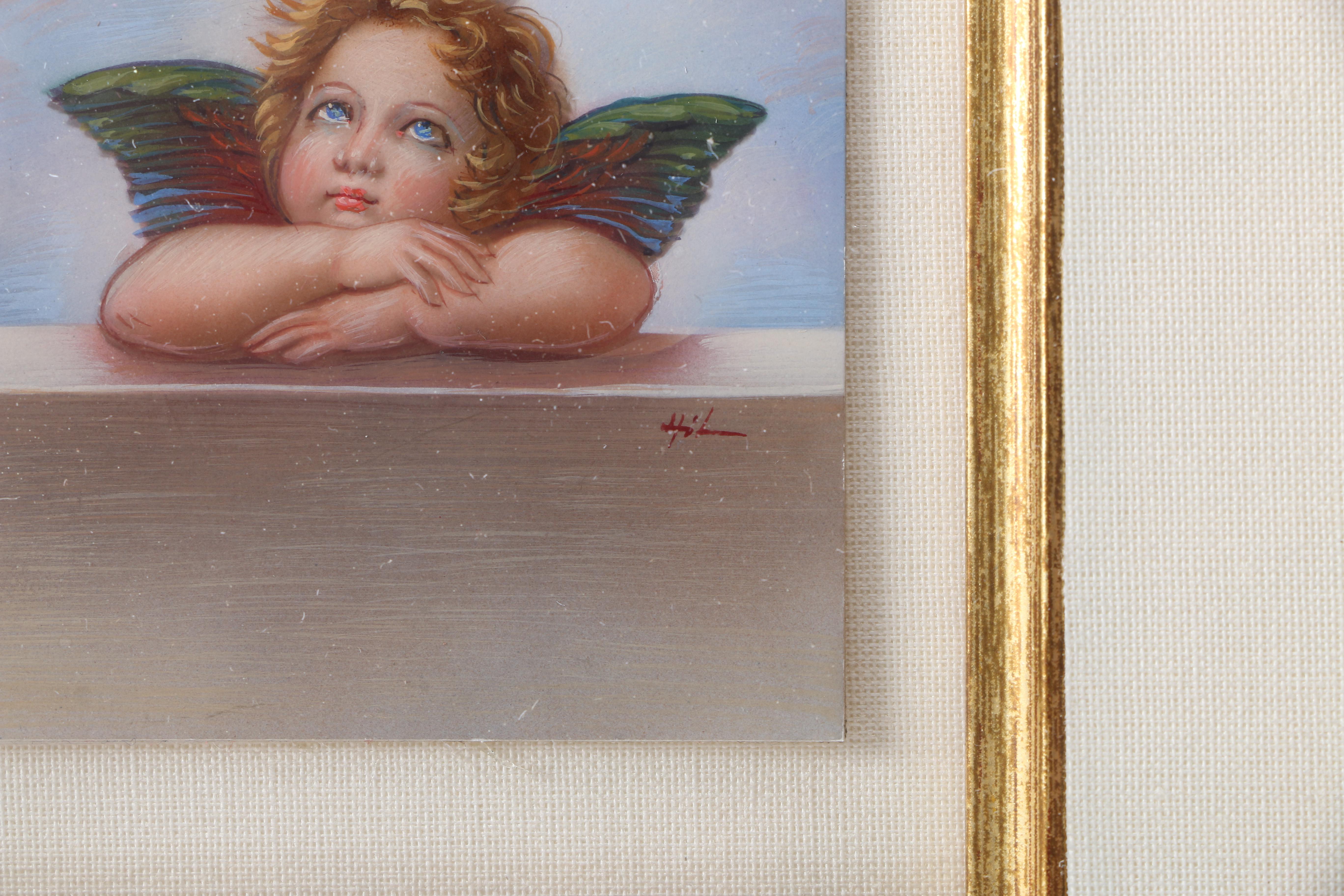 Gouache Painting on Paper After Raphael's "Sistine Madonna"