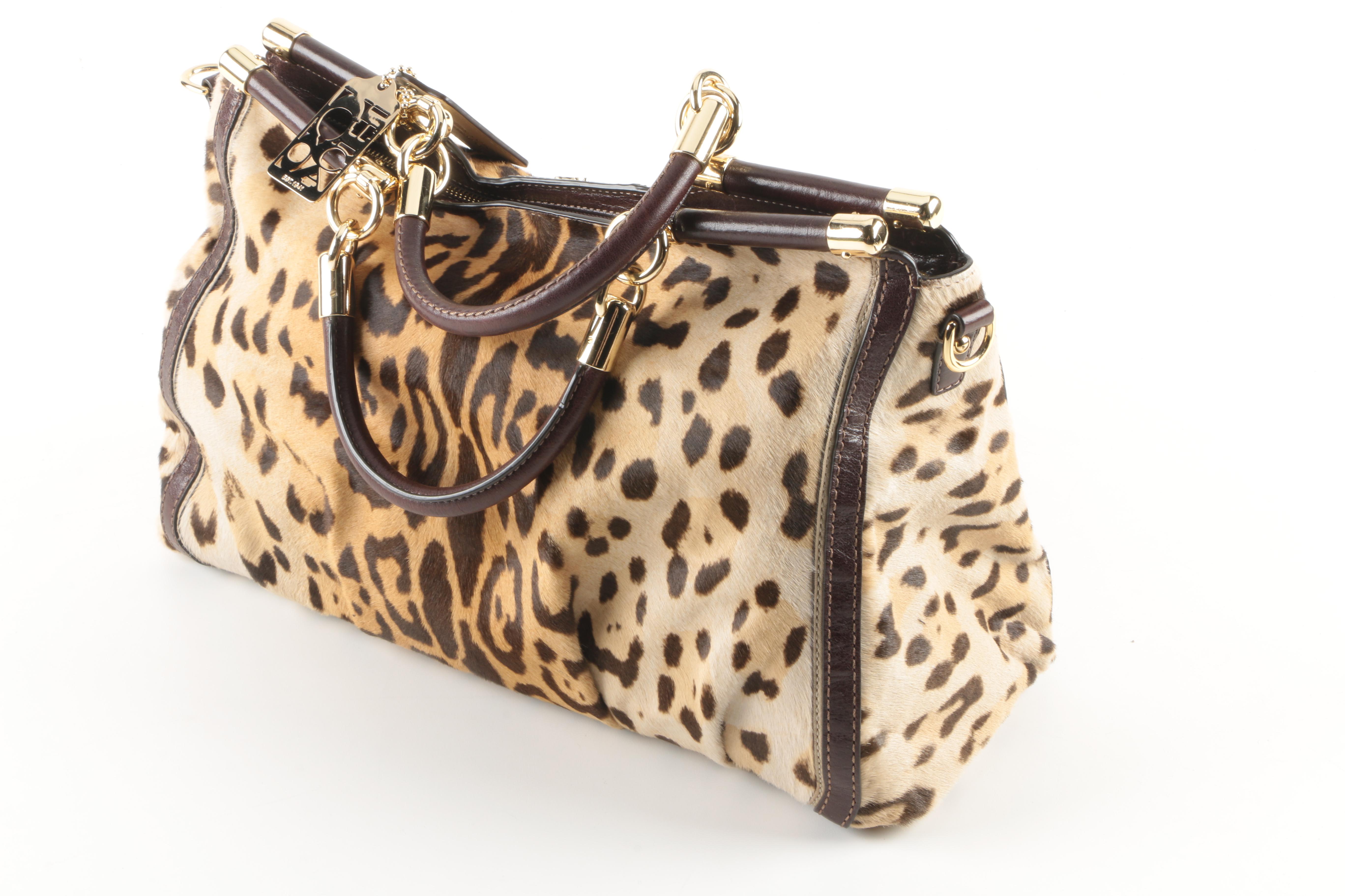 Coach Madison "Caroline" Ocelot Printed Haircalf Satchel