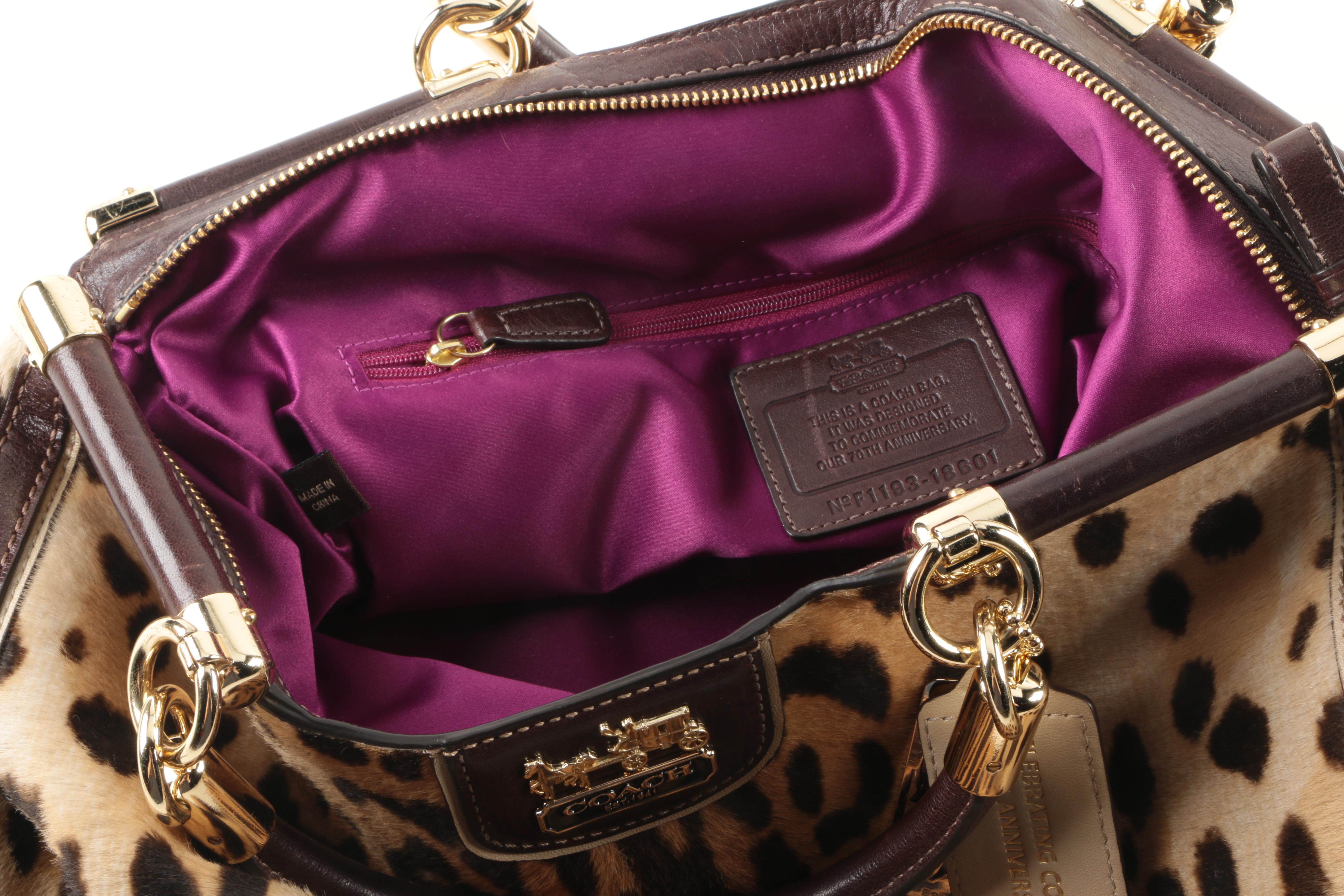 Coach Madison "Caroline" Ocelot Printed Haircalf Satchel