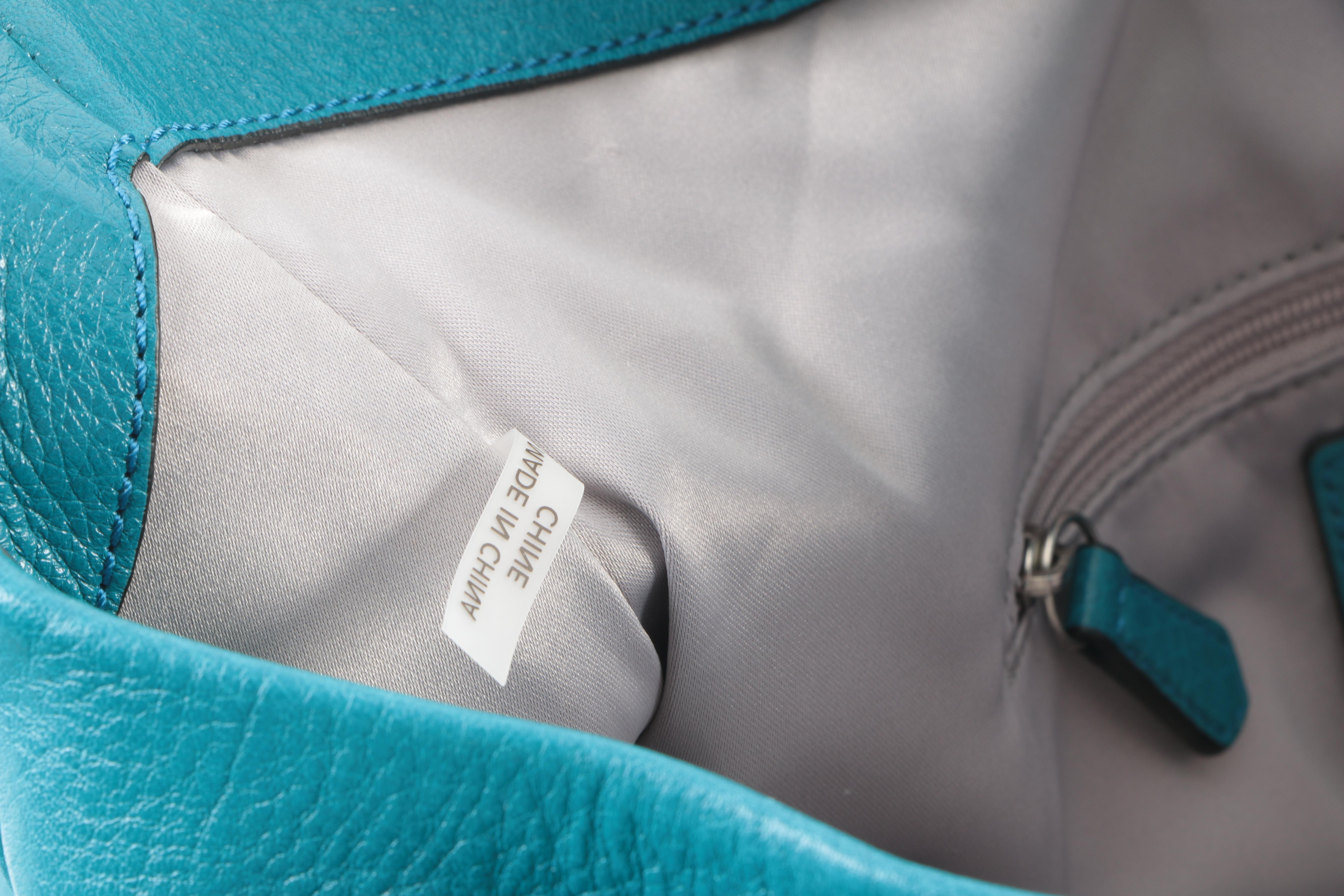 Coach Turquoise Leather Phoebe Shoulder Bag and Flap Wallet