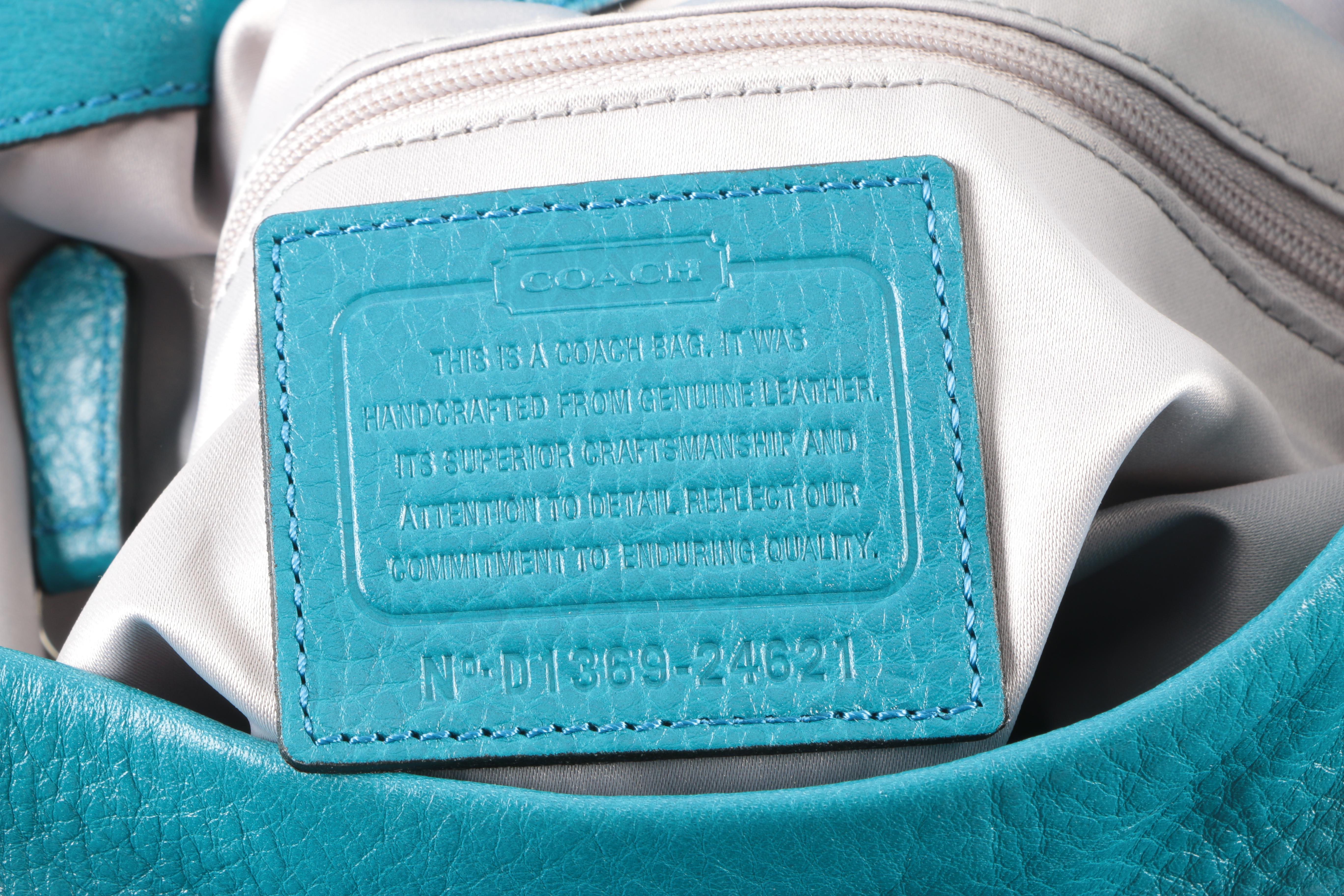 Coach Turquoise Leather Phoebe Shoulder Bag and Flap Wallet