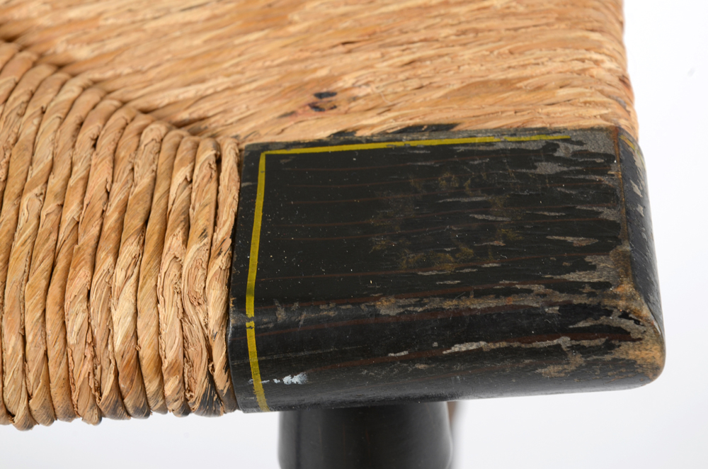 Hitchcock Style Woven Rush Seat Bench