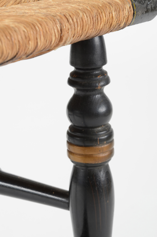 Hitchcock Style Woven Rush Seat Bench