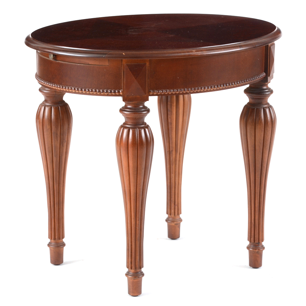 Oval End Table with Drawl-Leaf