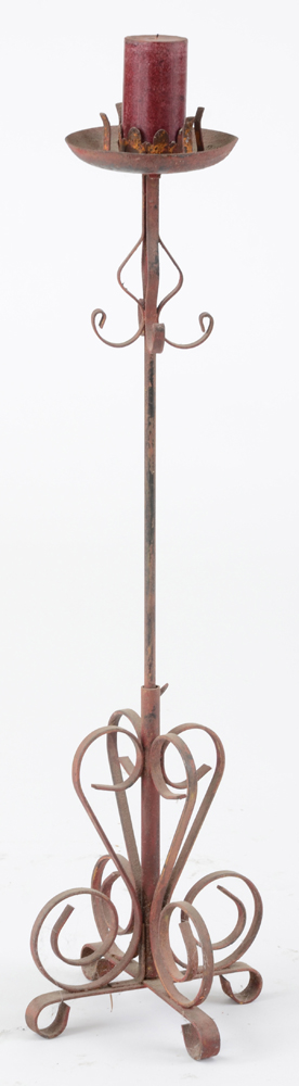 Two Decorative Scrolled Metal Candle Holders