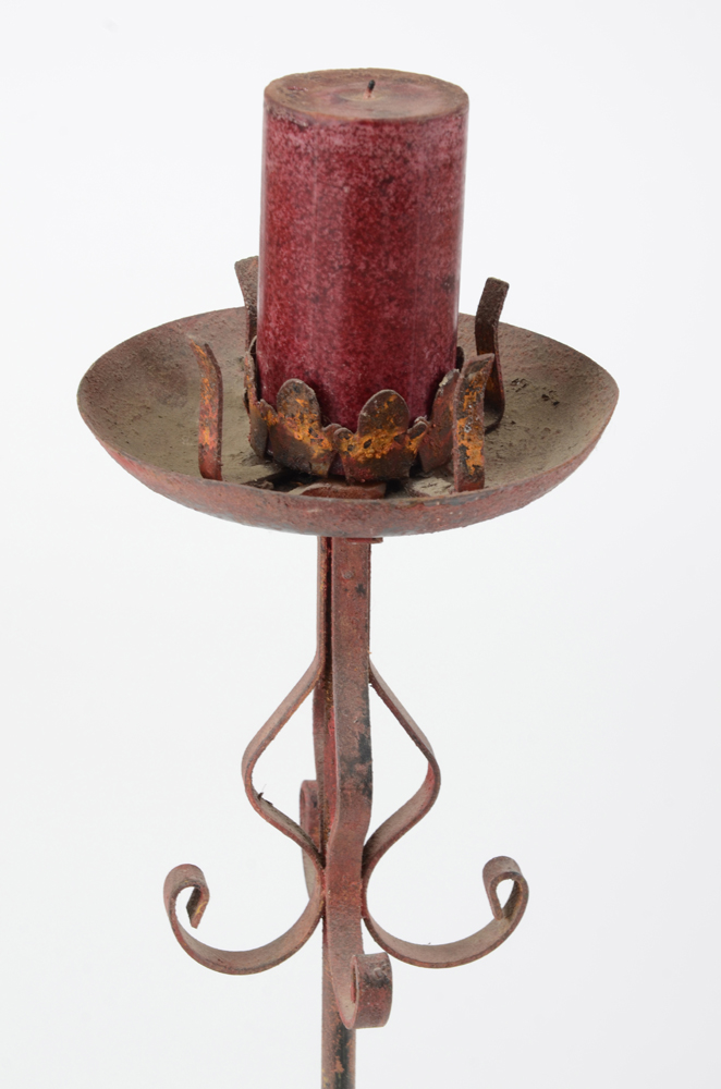 Two Decorative Scrolled Metal Candle Holders