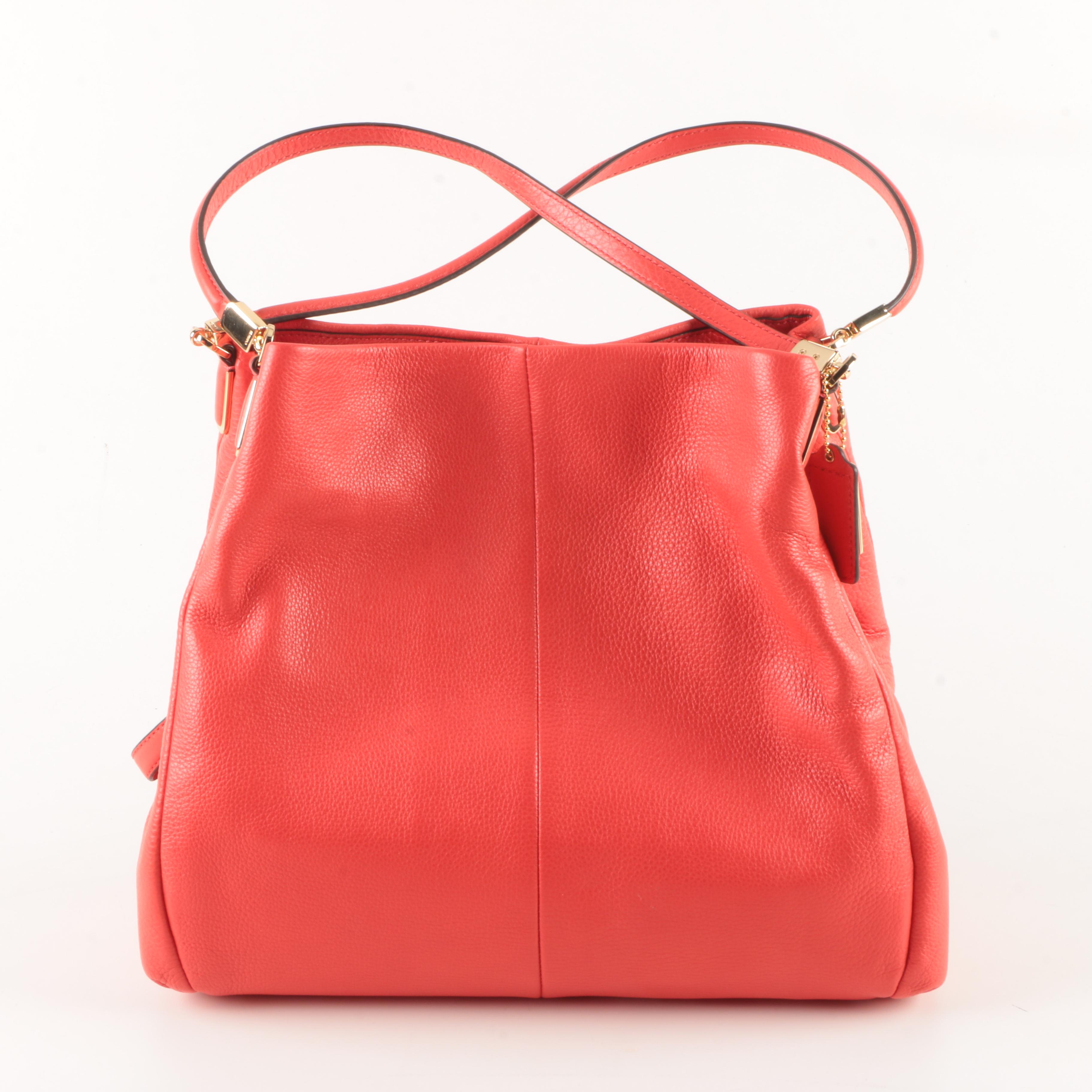 Coach Small Phoebe Red Leather Shoulder Handbag