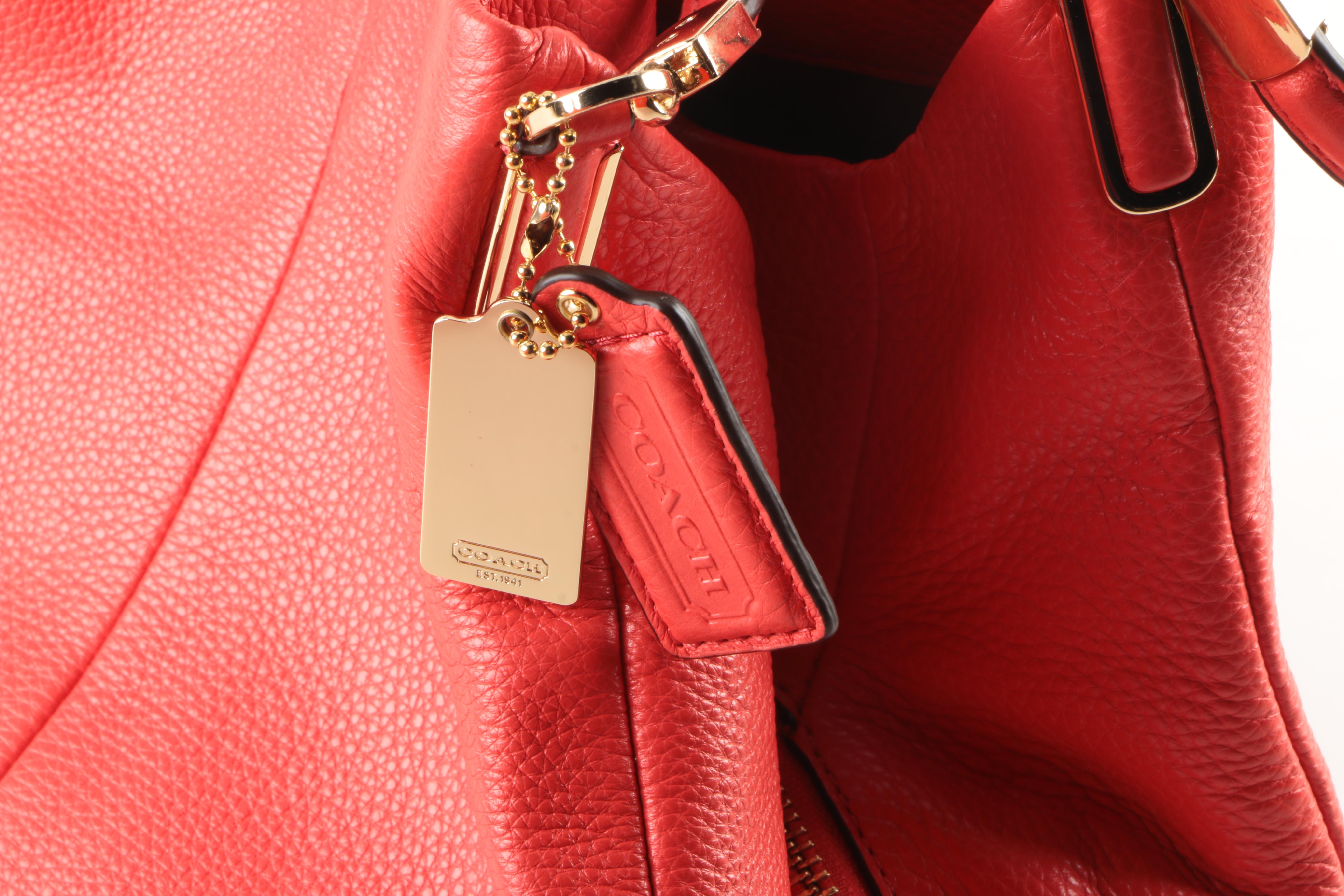 Coach Small Phoebe Red Leather Shoulder Handbag