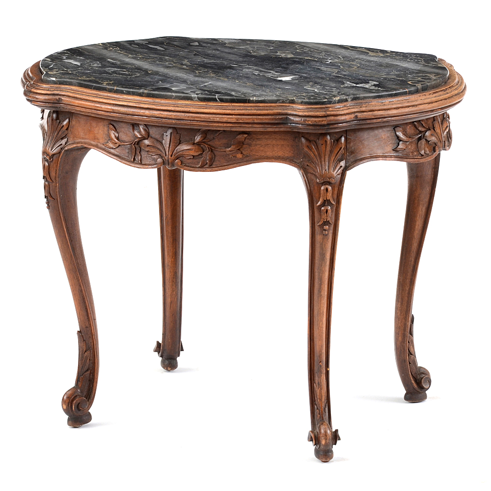 Vintage Accent Table with Black Marble Top