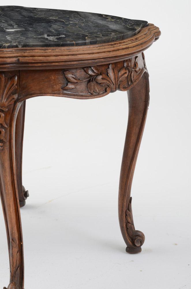Vintage Accent Table with Black Marble Top