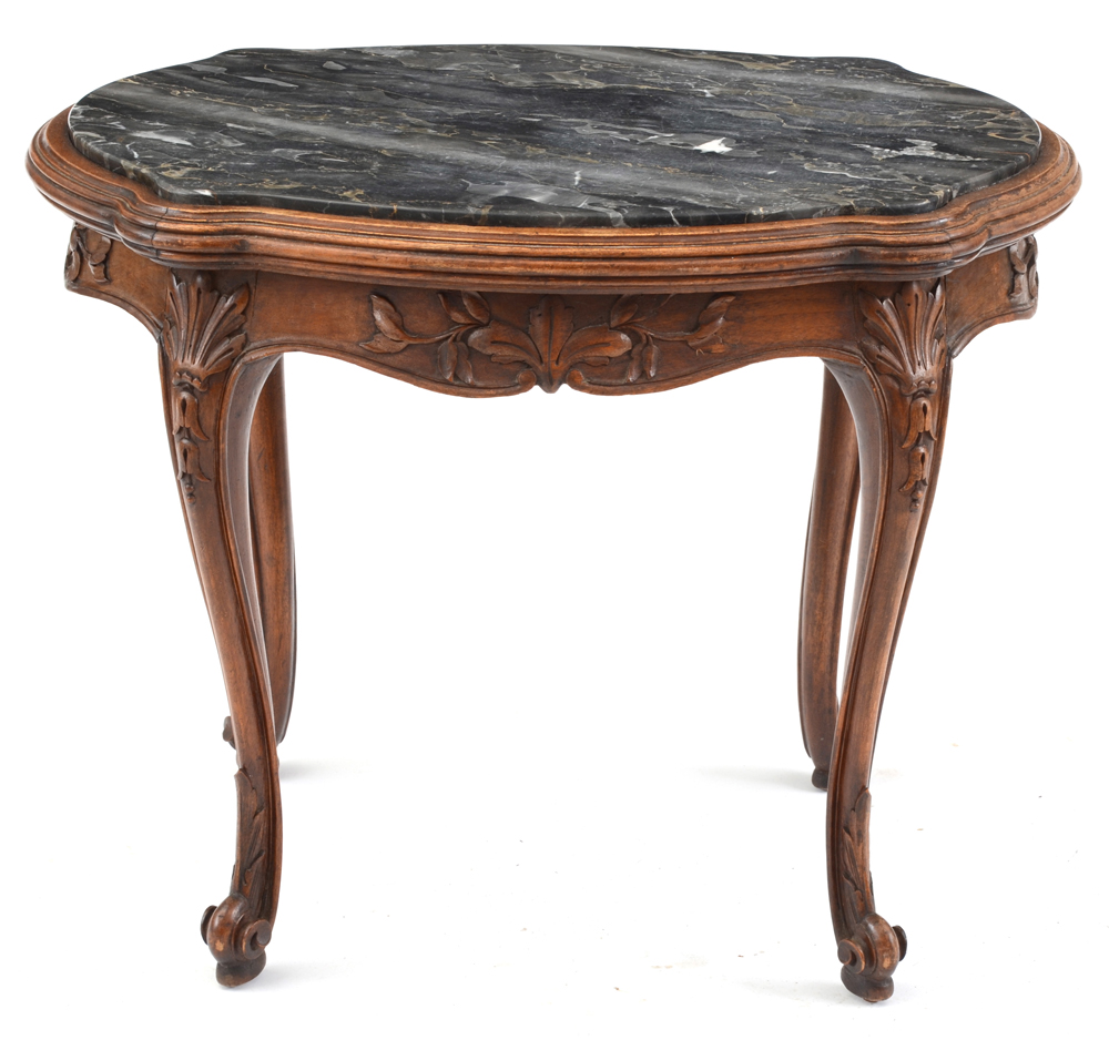 Vintage Accent Table with Black Marble Top