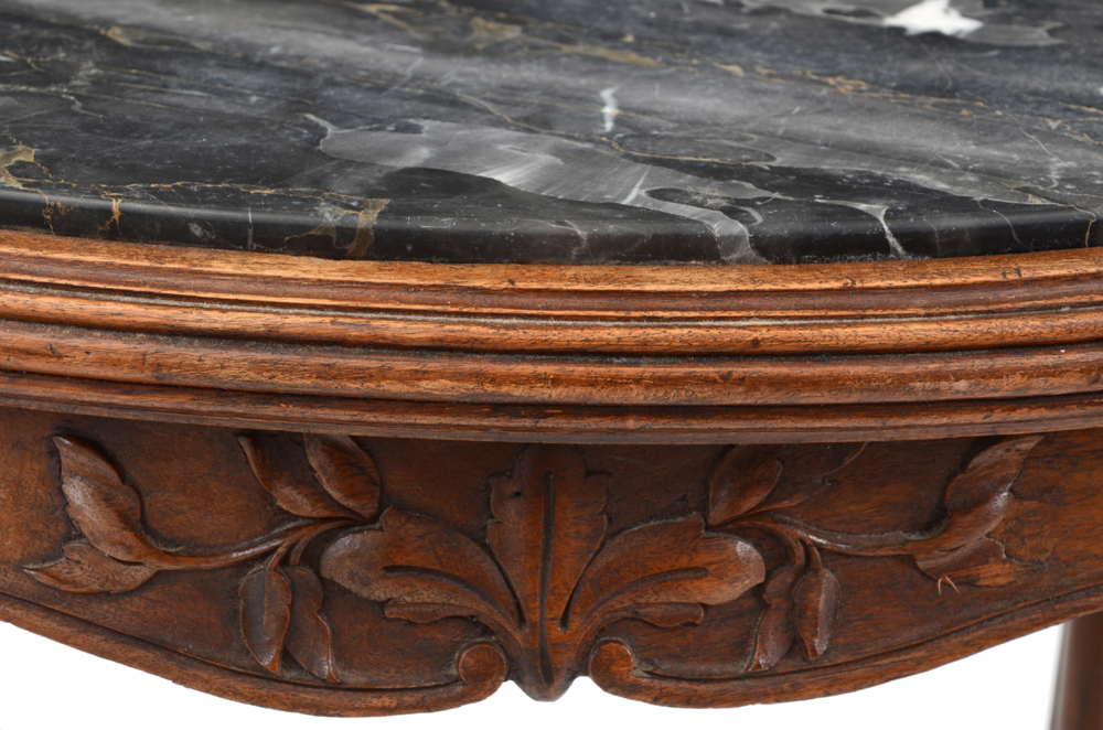 Vintage Accent Table with Black Marble Top