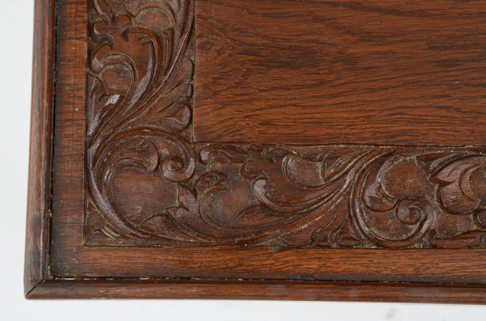 Carved Acanthus Glass Top End Tables