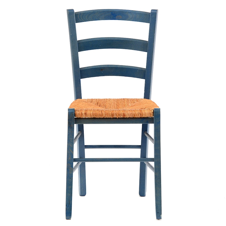 Blue Woven Rush Seat Chair