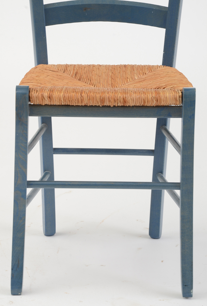 Blue Woven Rush Seat Chair