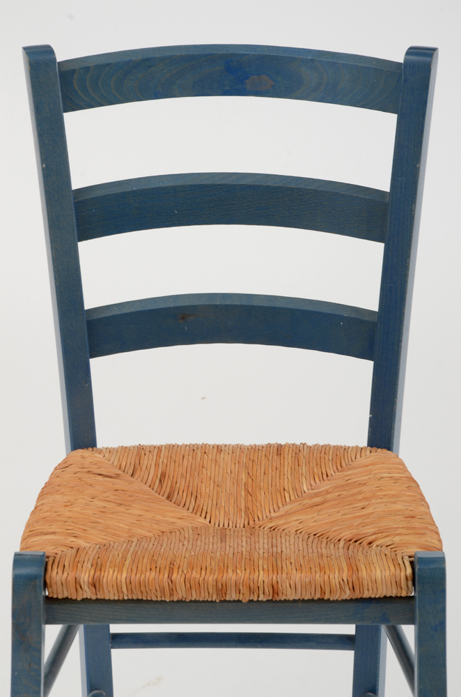 Blue Woven Rush Seat Chair