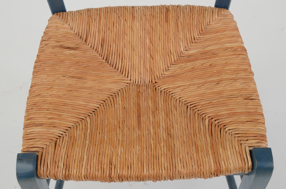 Blue Woven Rush Seat Chair