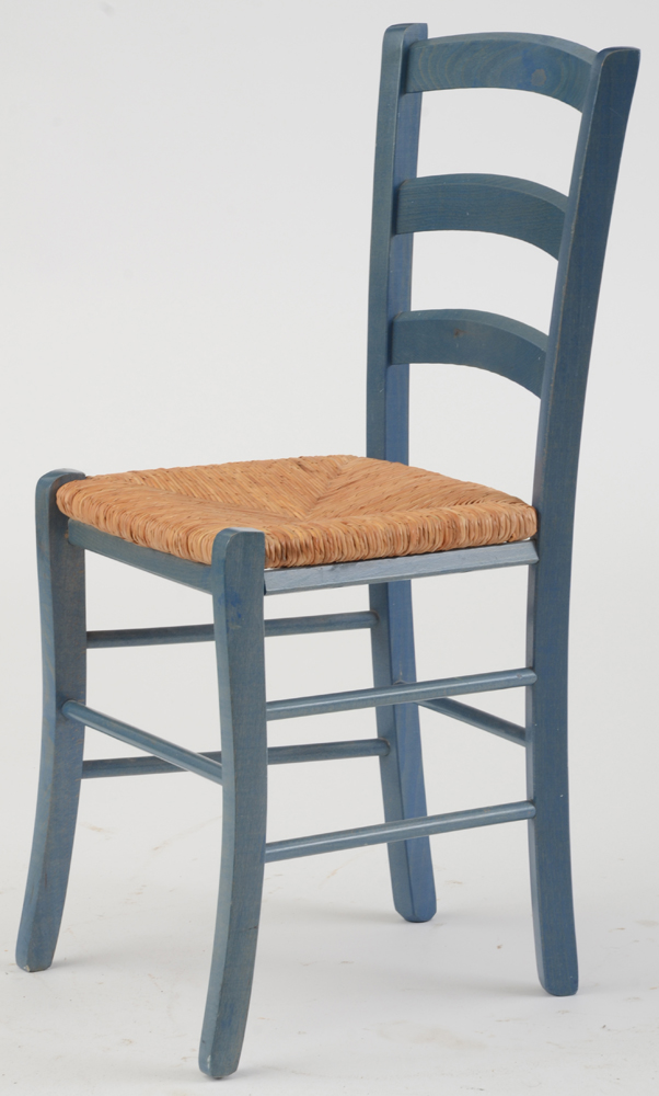Blue Woven Rush Seat Chair