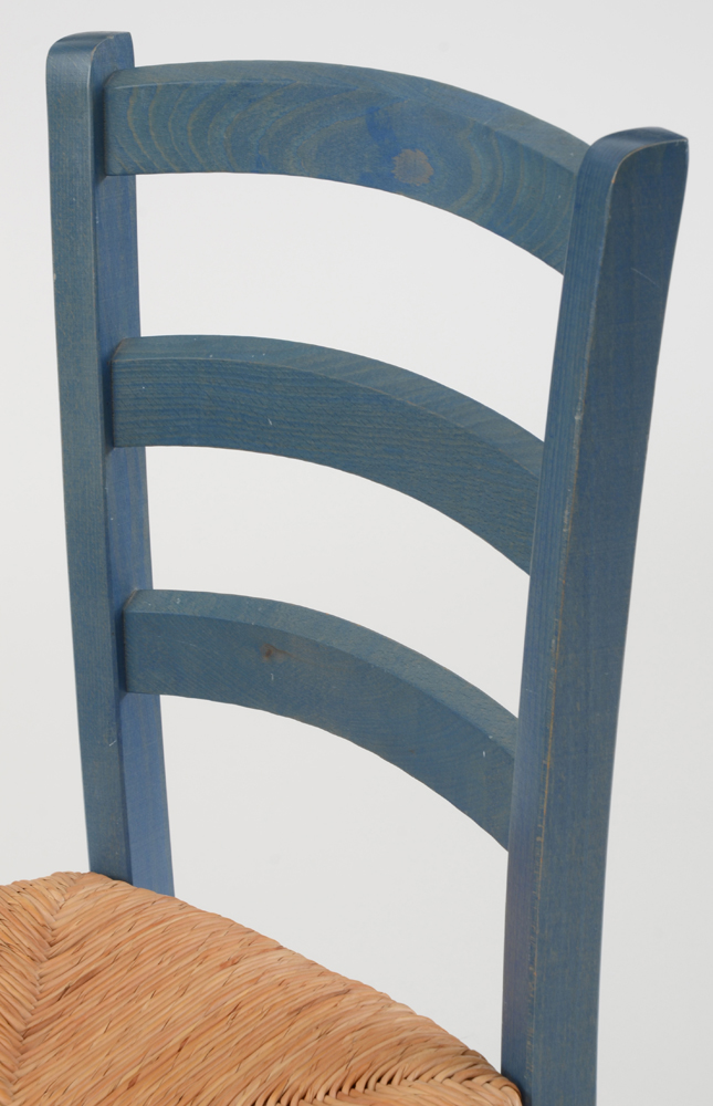 Blue Woven Rush Seat Chair