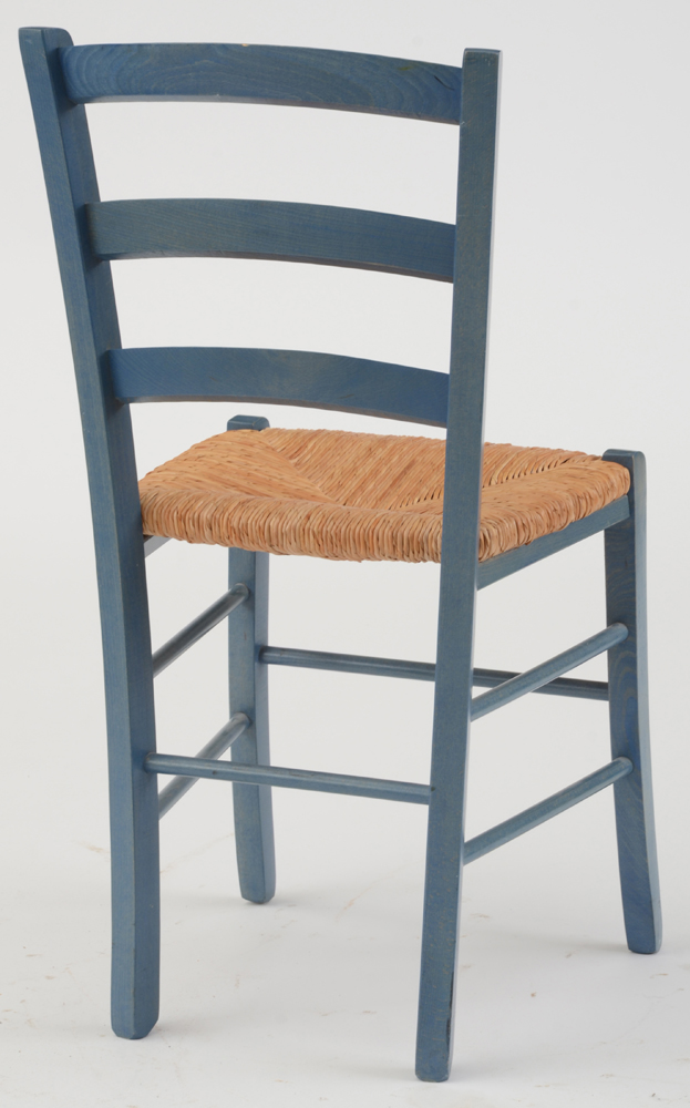 Blue Woven Rush Seat Chair