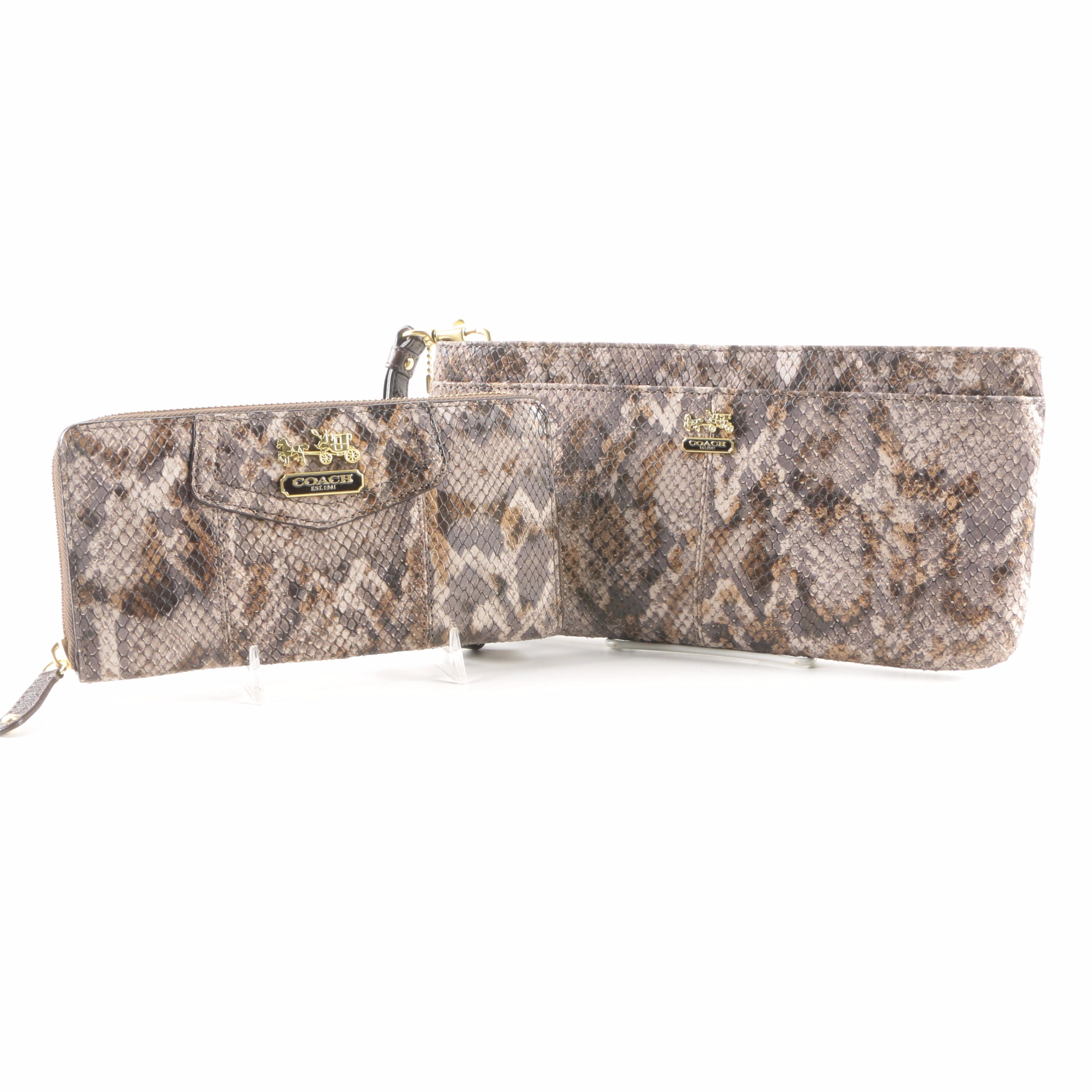 Coach Embossed Python Wristlet and Wallet