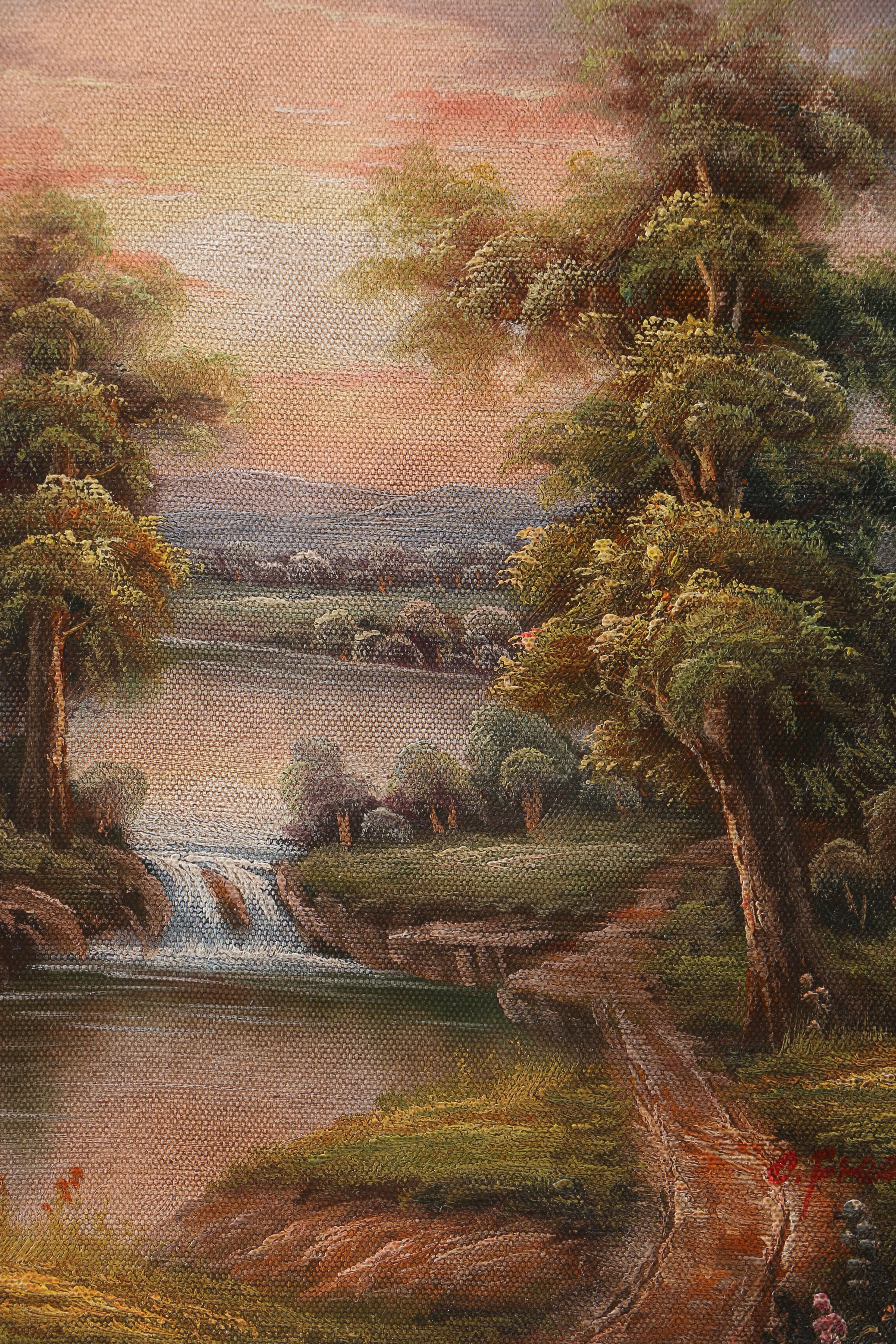 C. Freeman Oil on Canvas River Landscape Scenes