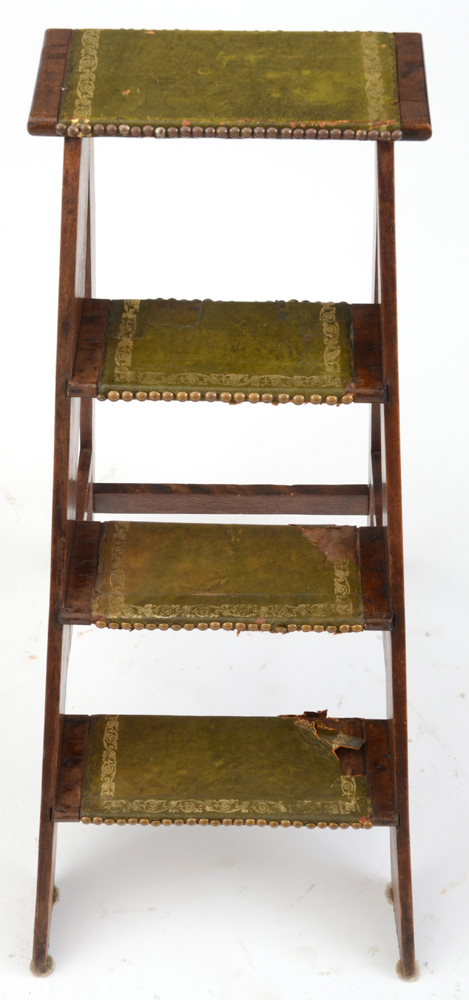 Antique Mahogany Library Steps