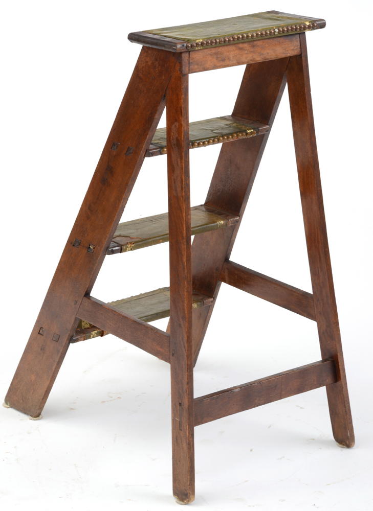 Antique Mahogany Library Steps