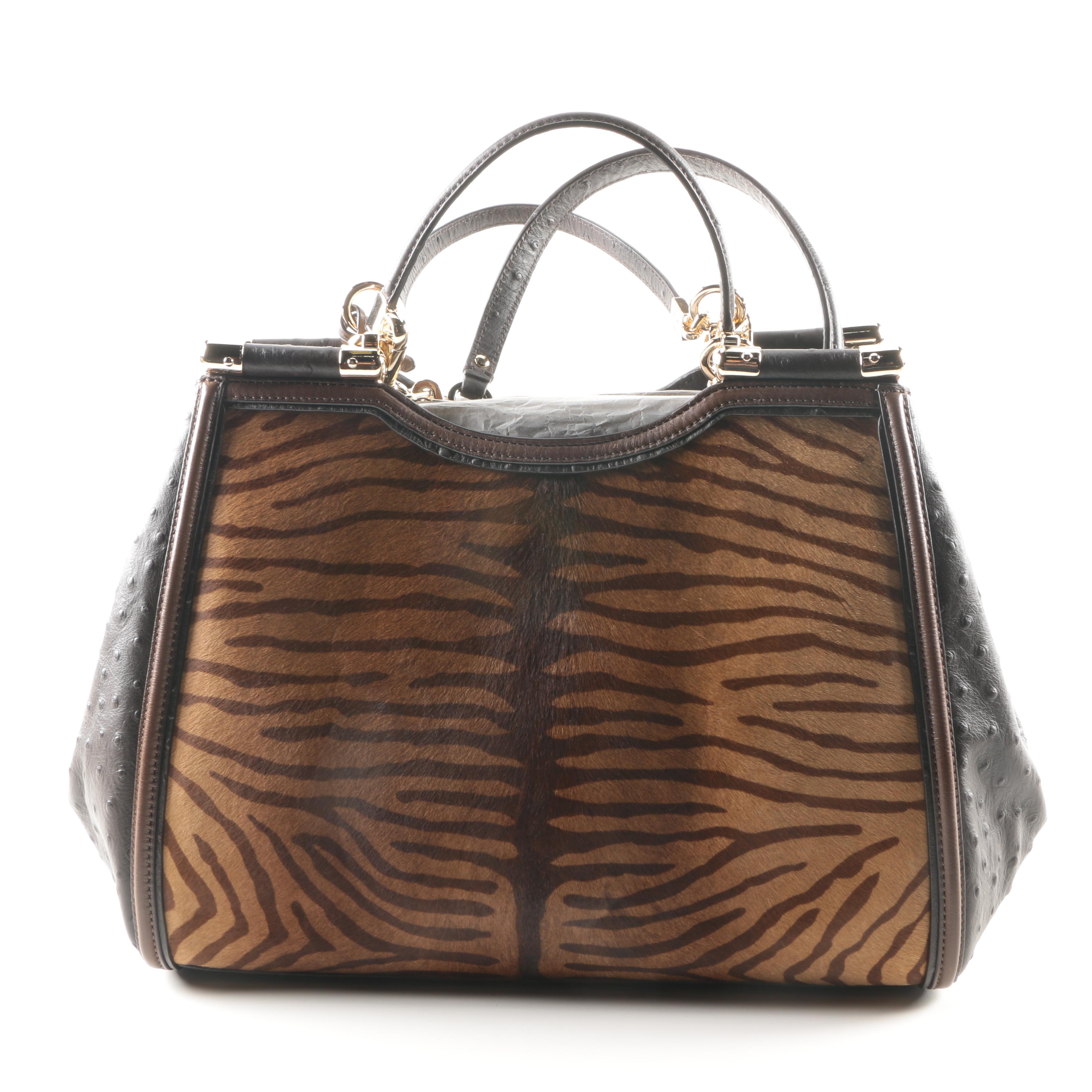 Coach Madison "Caroline" Satchel in Printed Tiger Haircalf