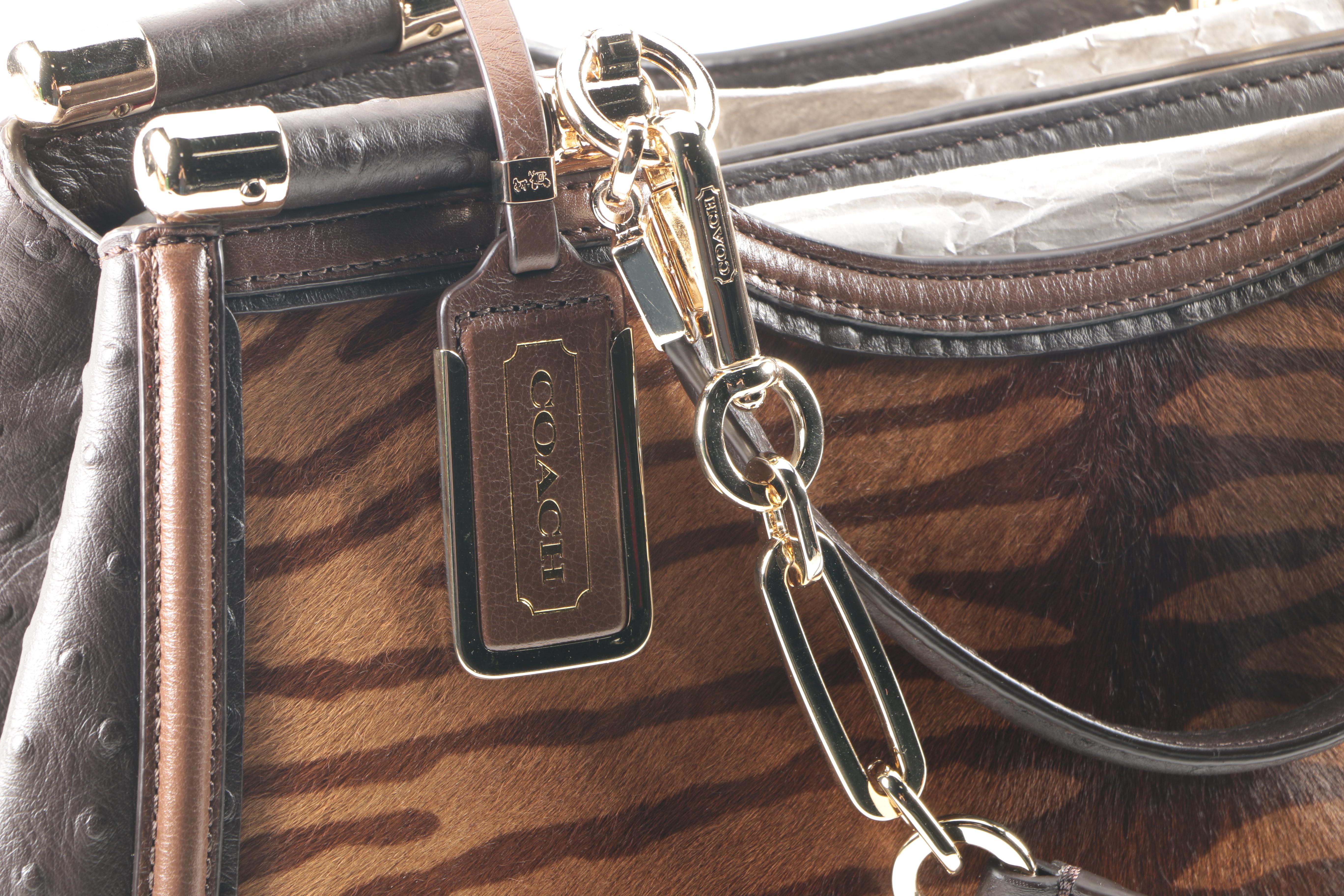 Coach Madison "Caroline" Satchel in Printed Tiger Haircalf