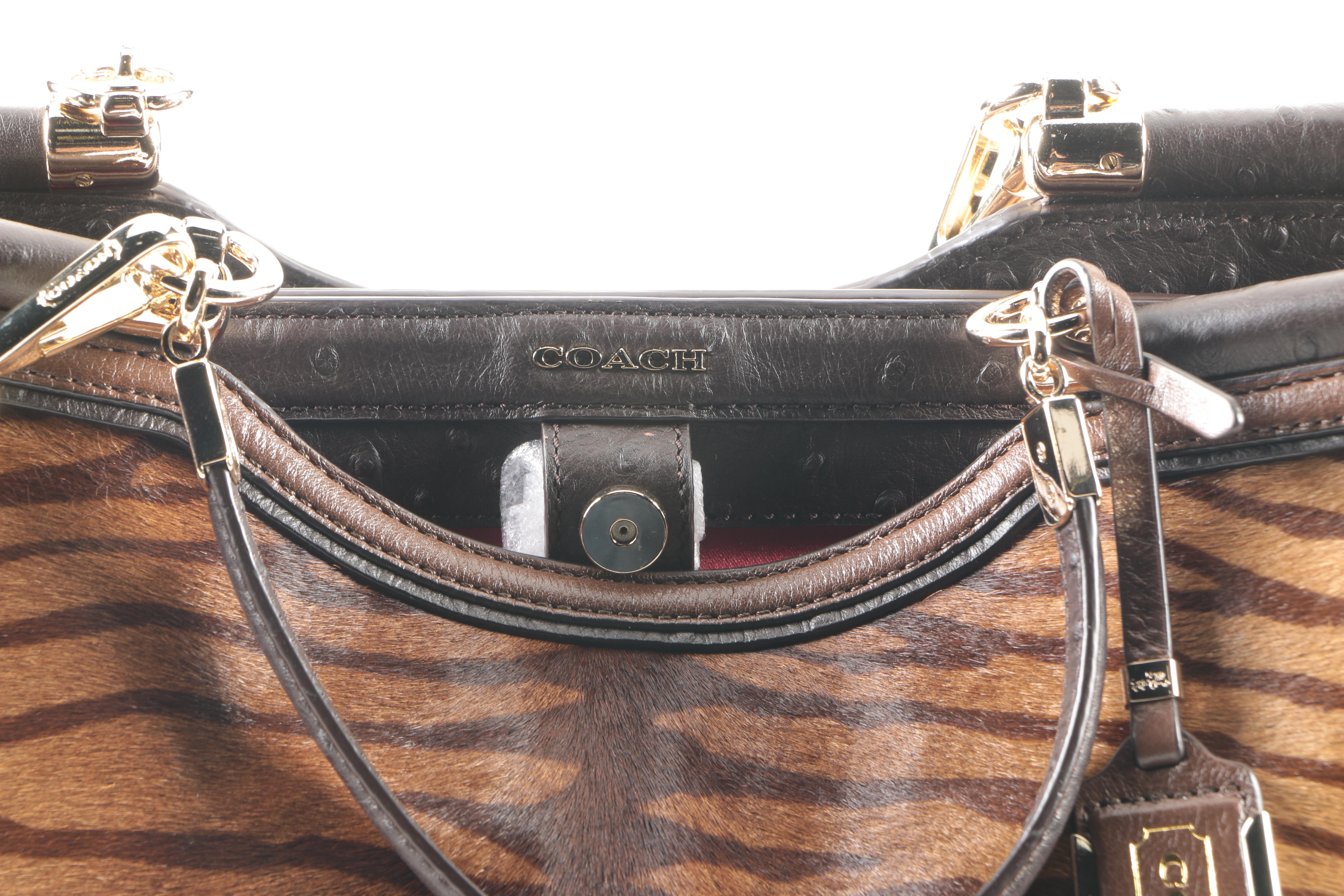 Coach Madison "Caroline" Satchel in Printed Tiger Haircalf