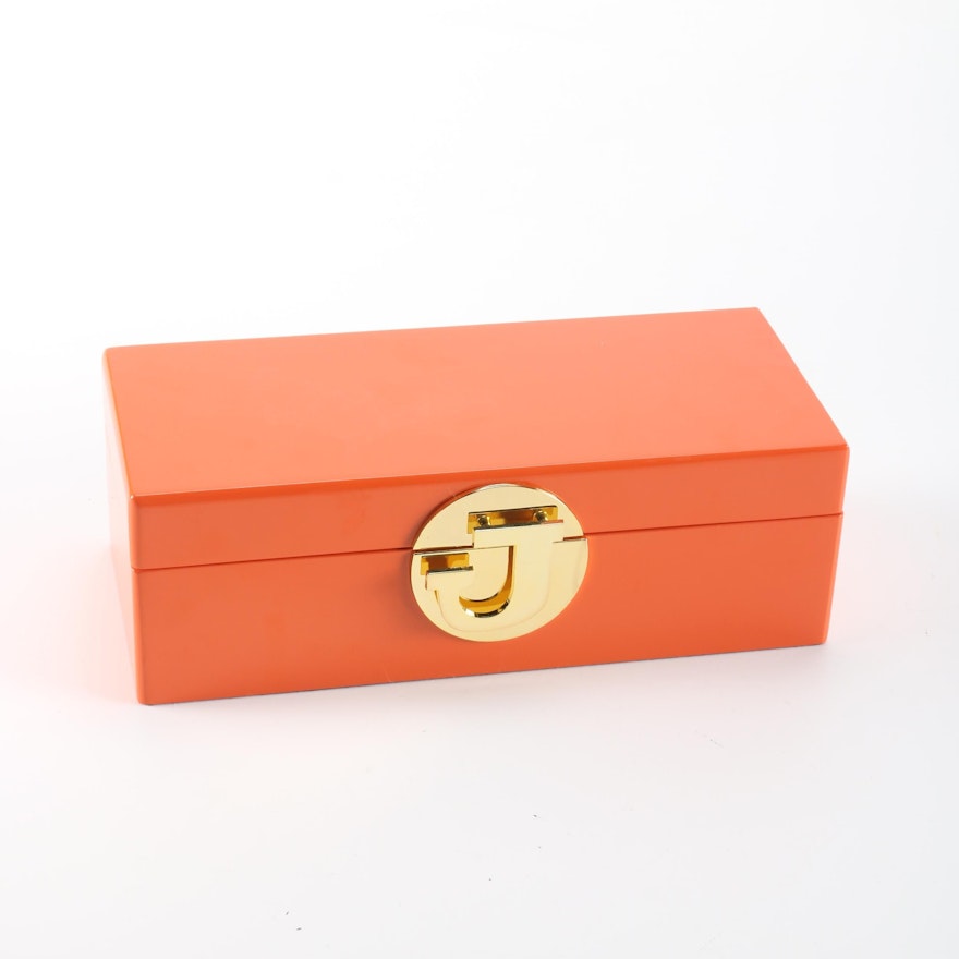 "C Wonder" Jewelry Box With Gold Tone Letter "J"