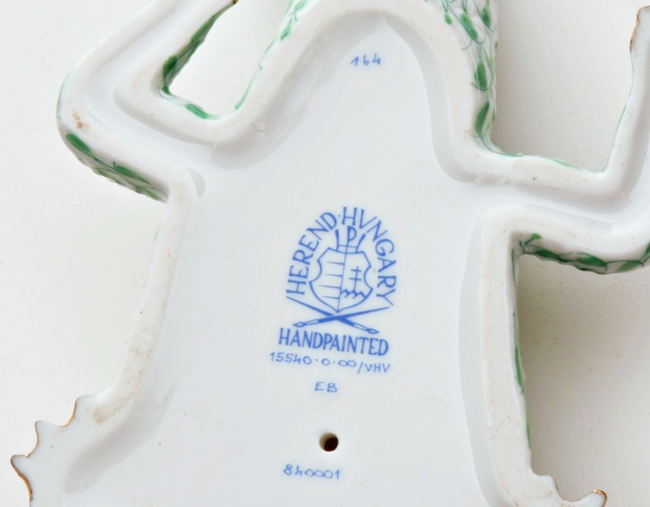 Green and White Herend Porcelain Alligator