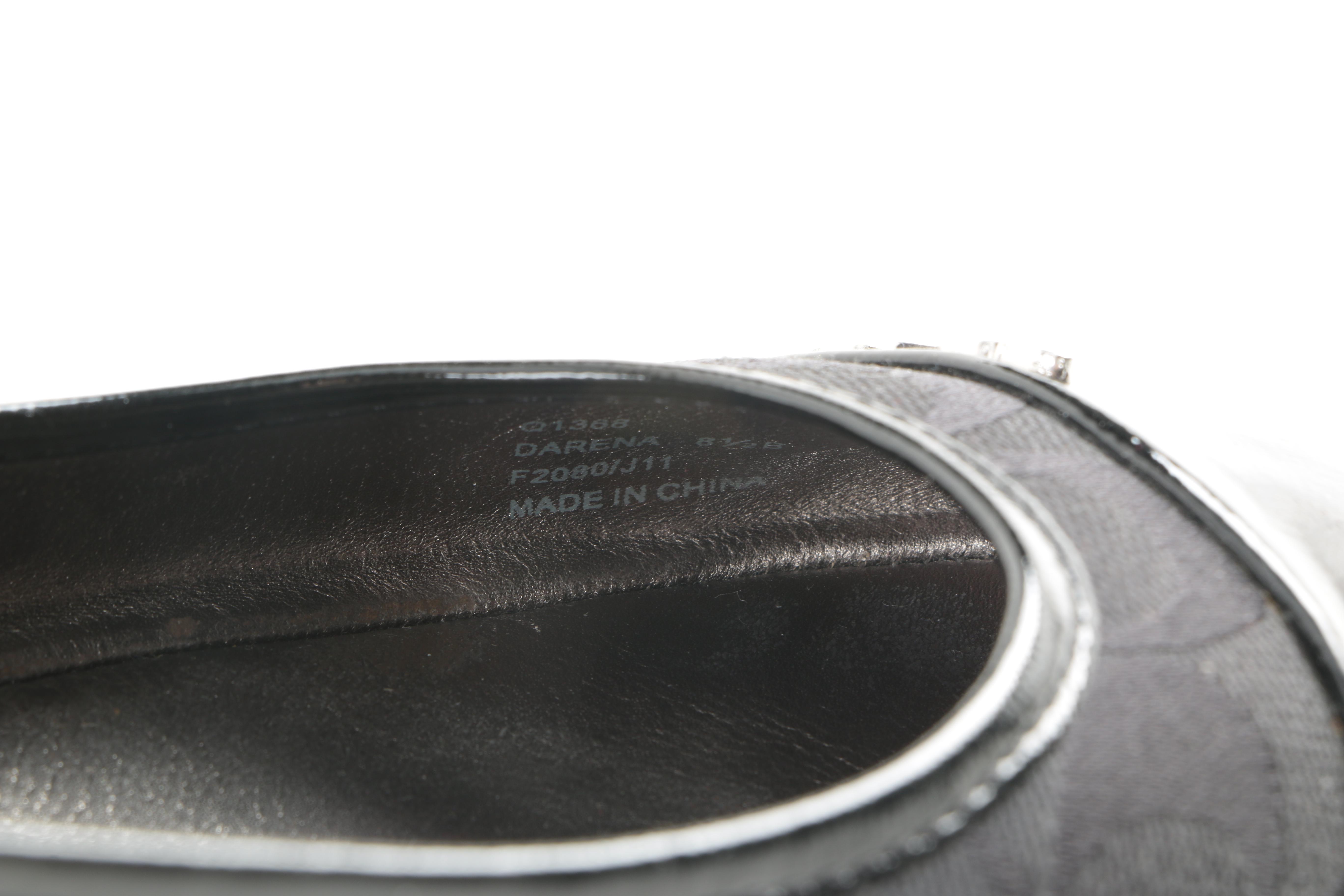 Coach "Darena" Black Canvas Logo Ballet Flats