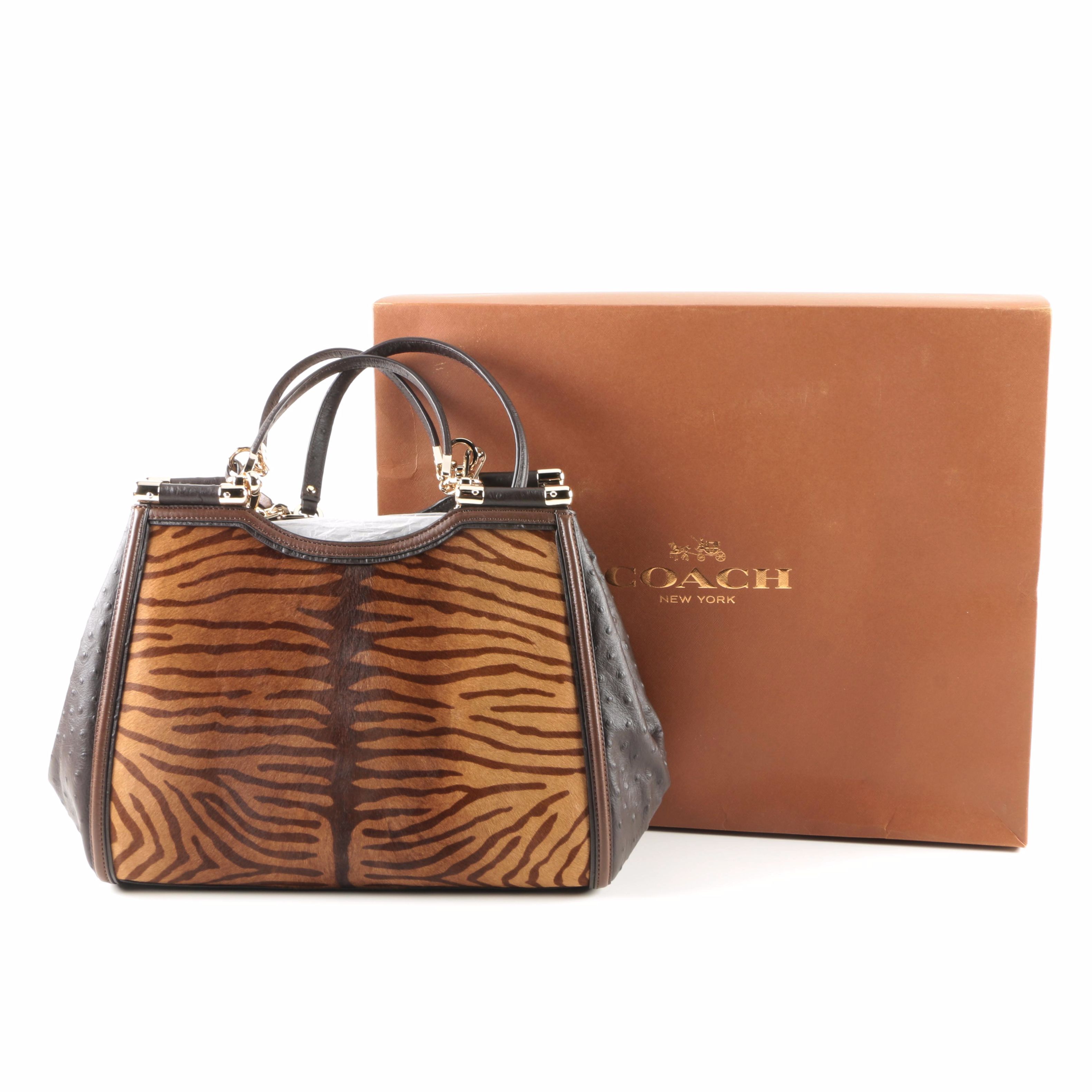 Coach Madison "Caroline" Satchel in Printed Tiger Haircalf